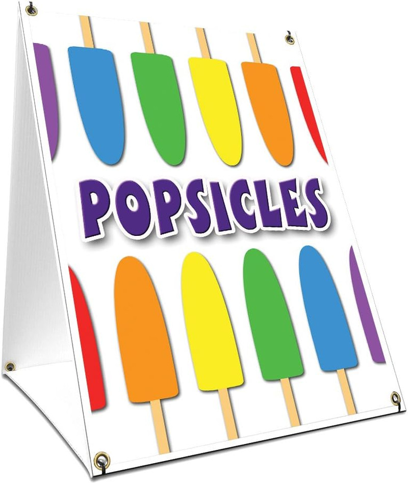 A-Frame Sidewalk Popsicles Sign with Graphics on Each Side | 18&Prime; X 24&Prime; Print Siz