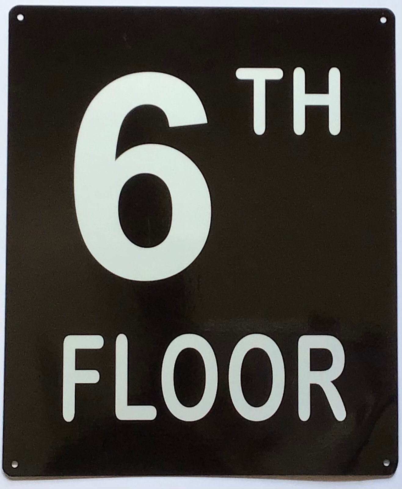 6TH FLOOR SIGN (10X12, Black Background, Aluminum) -REF24-1027