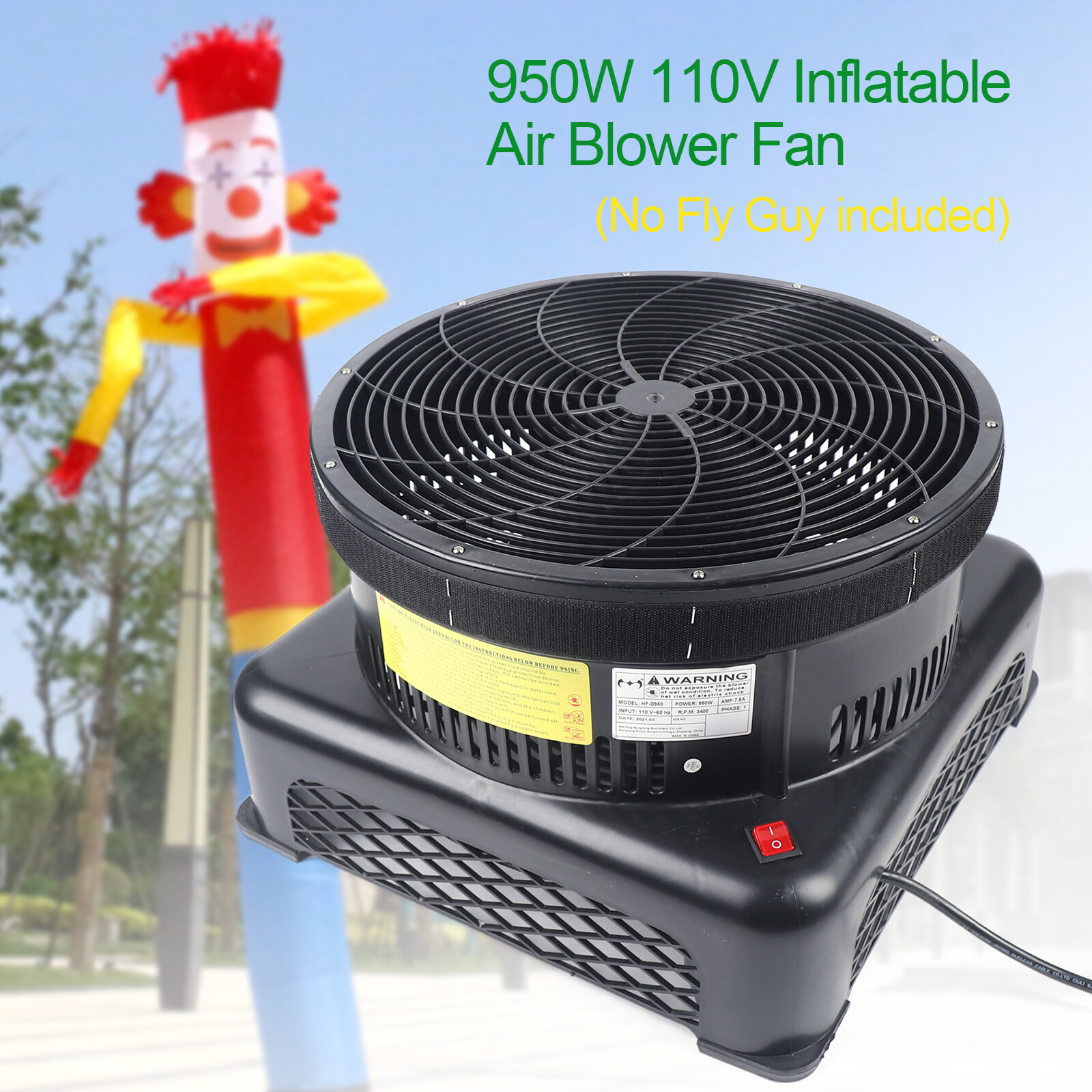 950W 17.7&Prime; Air Blower Fan For Inflatable Wind Dancer Tube Man Fly Guy Sky Puppet