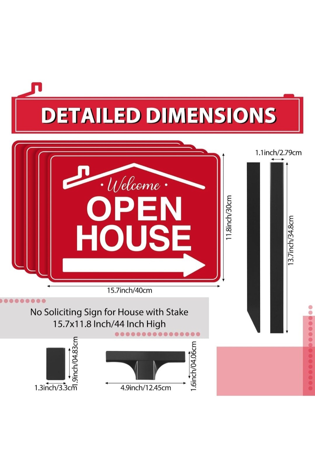 4 Pack Open House Signs for Real Estate DoubleSided Aluminum Signs 15.7&Prime; x11.8&Prime;