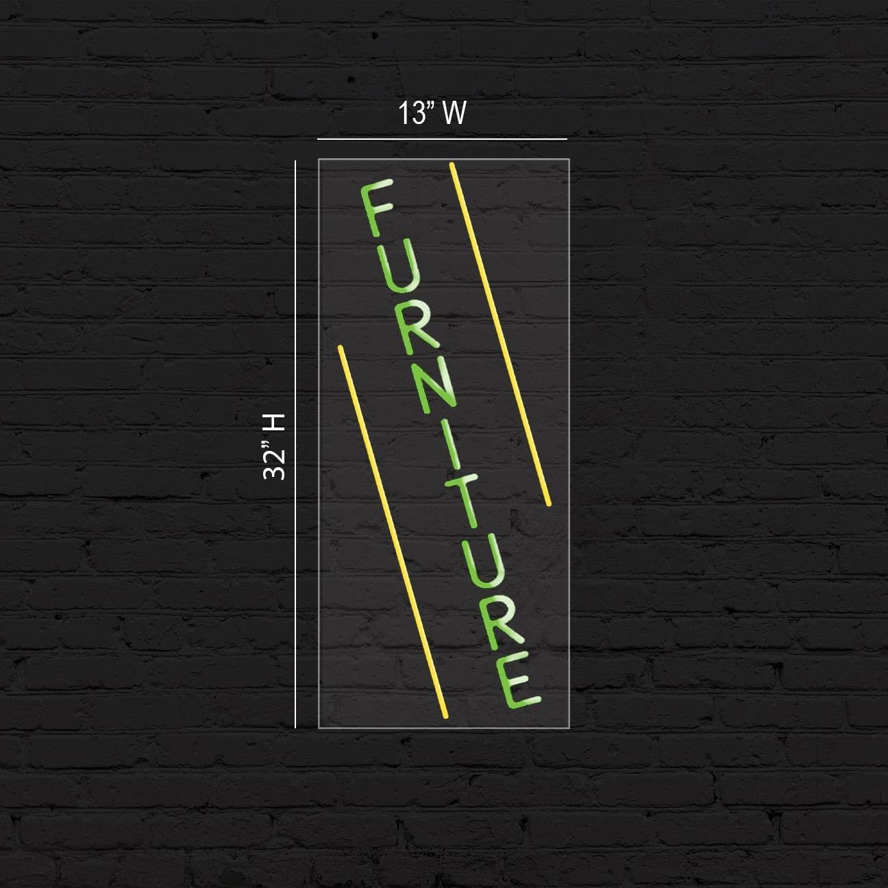 Furniture Sign for Business Displays | LED Flex Neon | 13&Prime;W x 32&Prime;H x 1&Prime;D