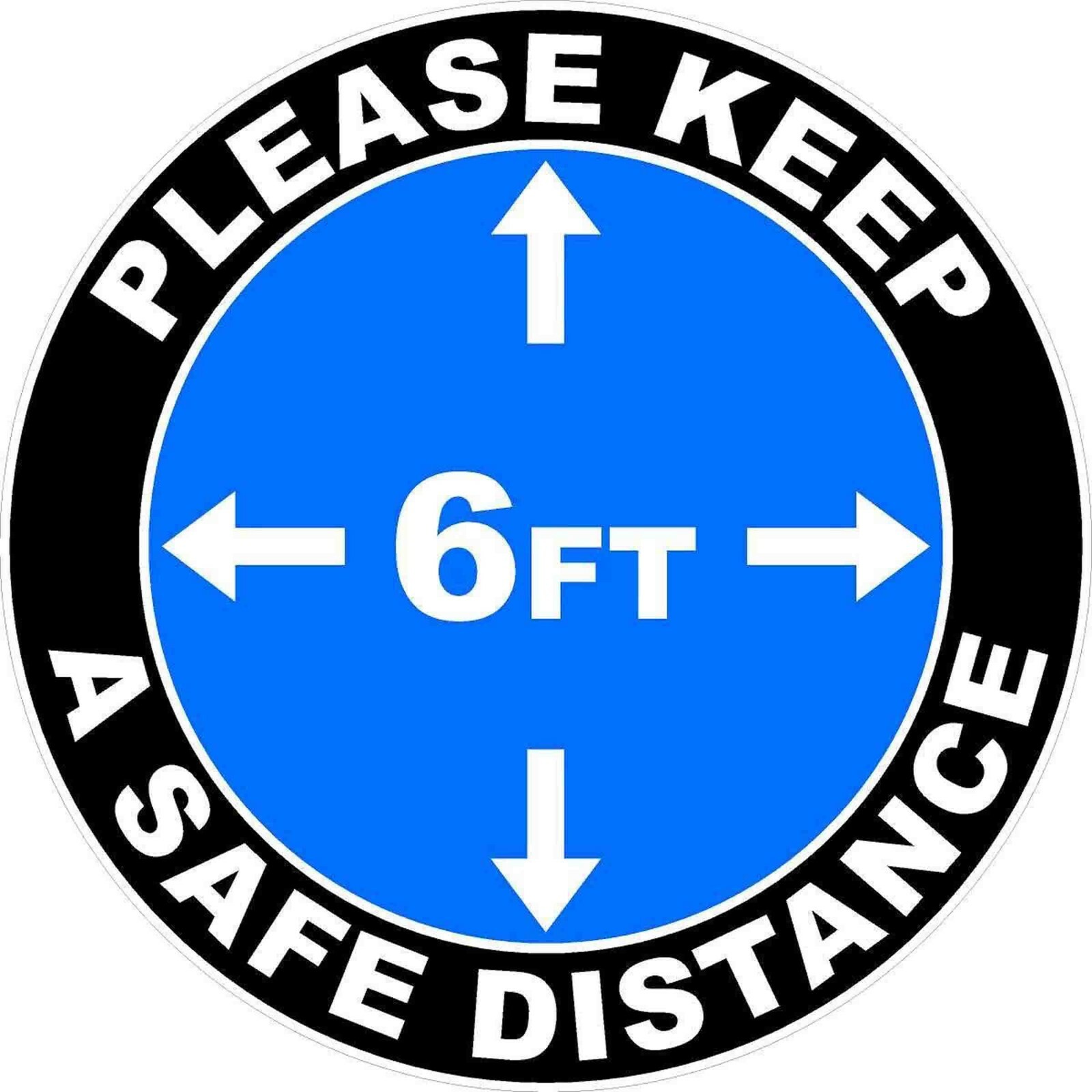 Please Practice Social Distancing Floor Sign Pack of 10 – Each Sticker 8 Inch