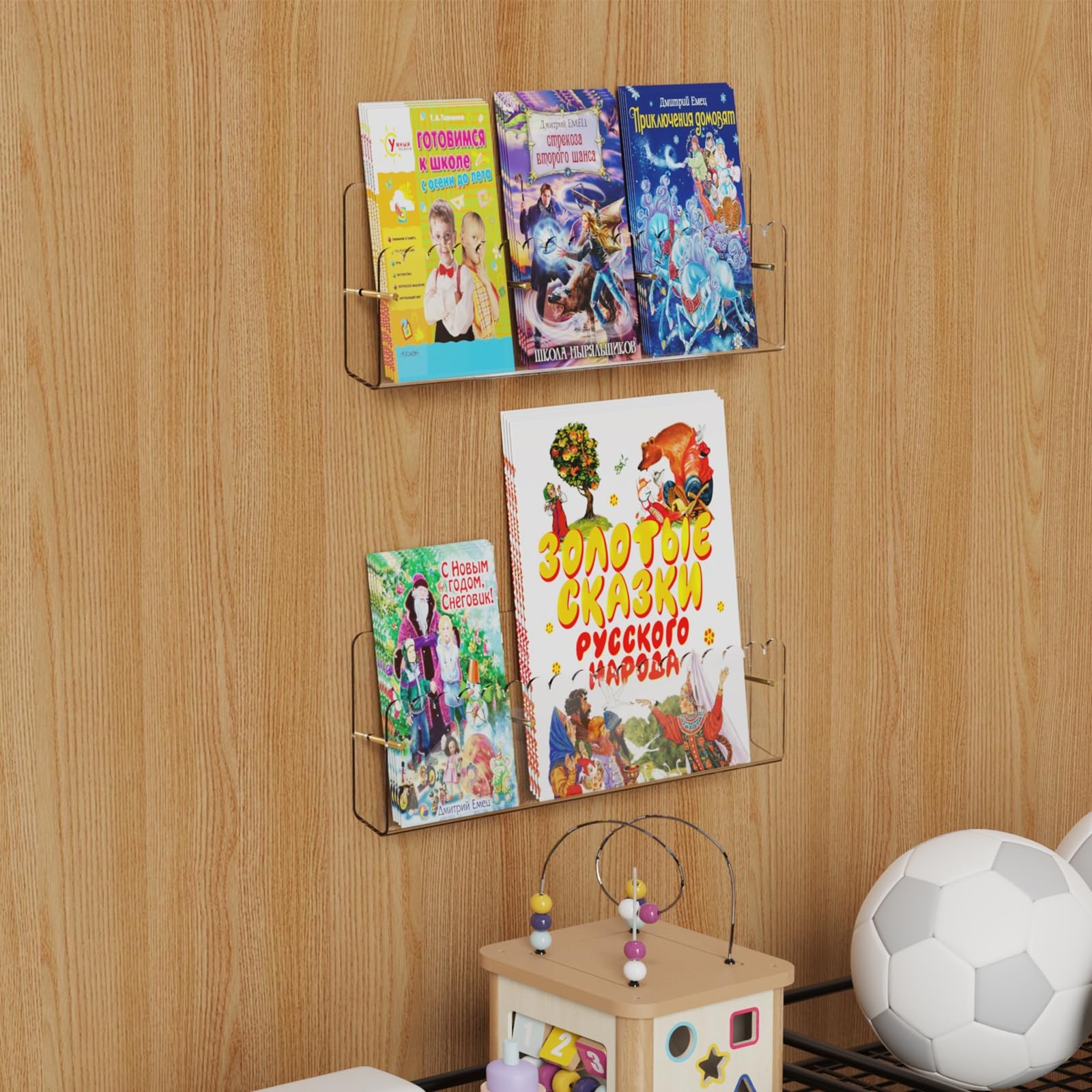 Laumffon Brochure Holder Wall Mount, 2 Pack Acrylic Modular Flyer 3 Slots