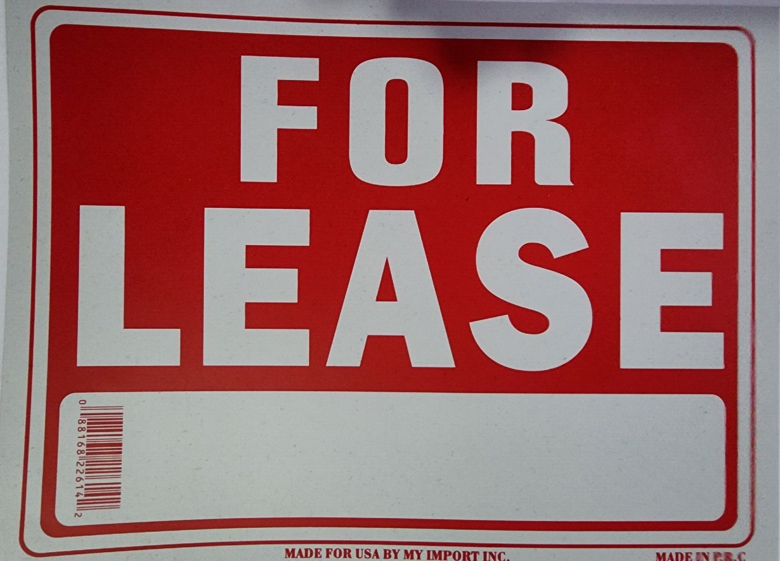 For Lease Sign 8 x 12 Inch – 2 Count, White and Red