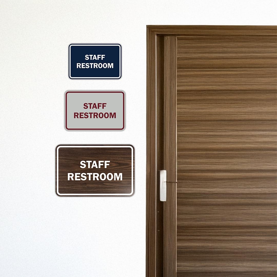 Classic Framed Staff Restroom Sign Red – Medium 2 Pack