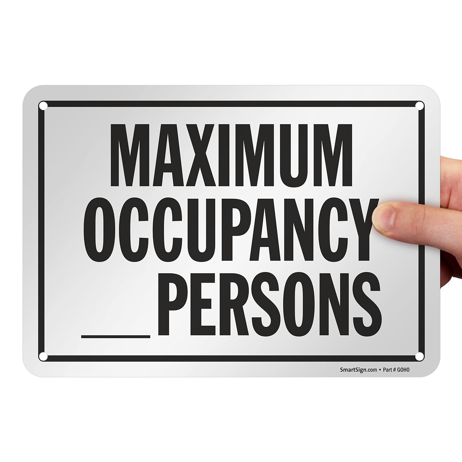 7×10 Inch Maximum Occupancy WriteOn Sign 55 Mil HDPE Plastic Black White