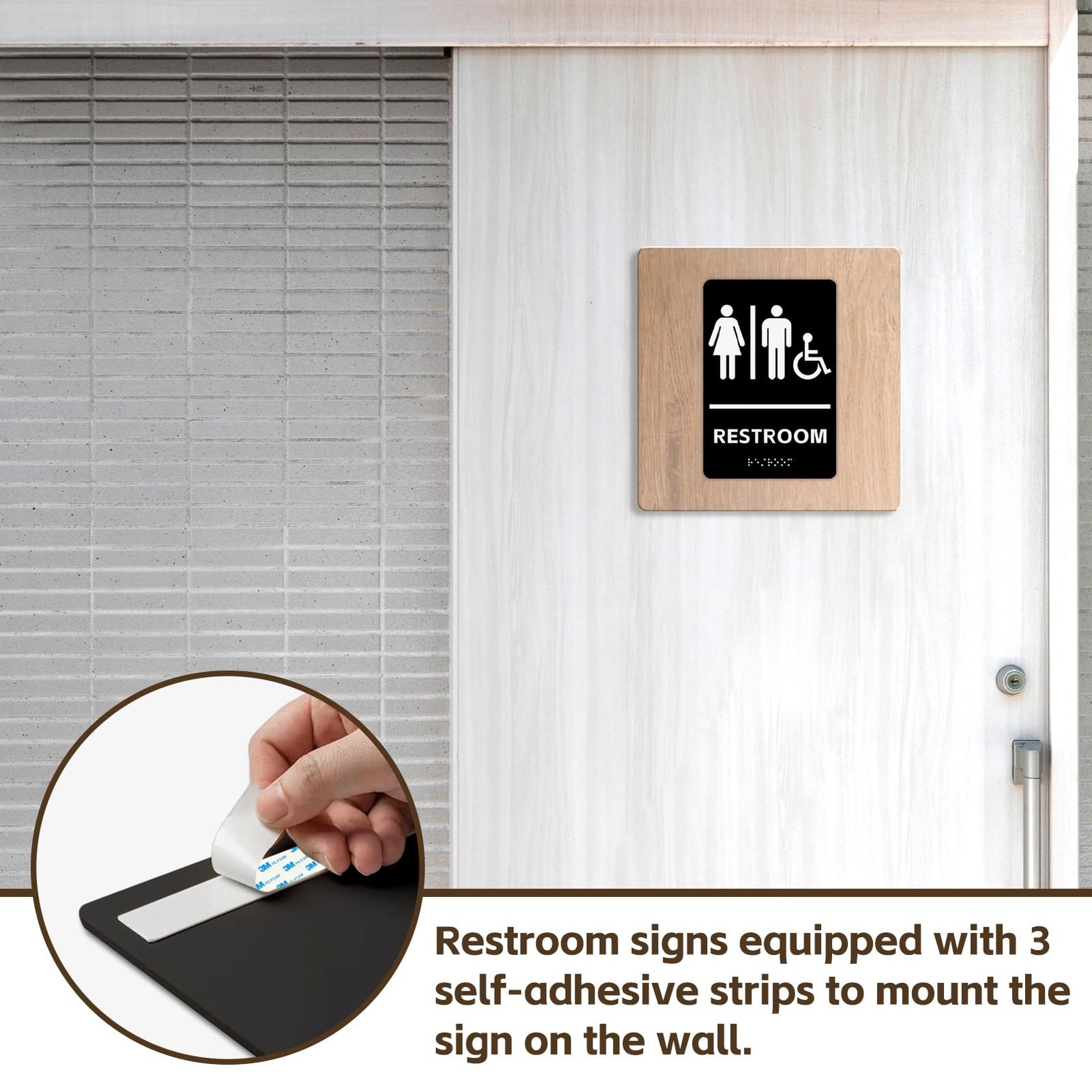 Esmorah ADA Braille Unisex Restroom Sign for Business 9” X6”, All Ge