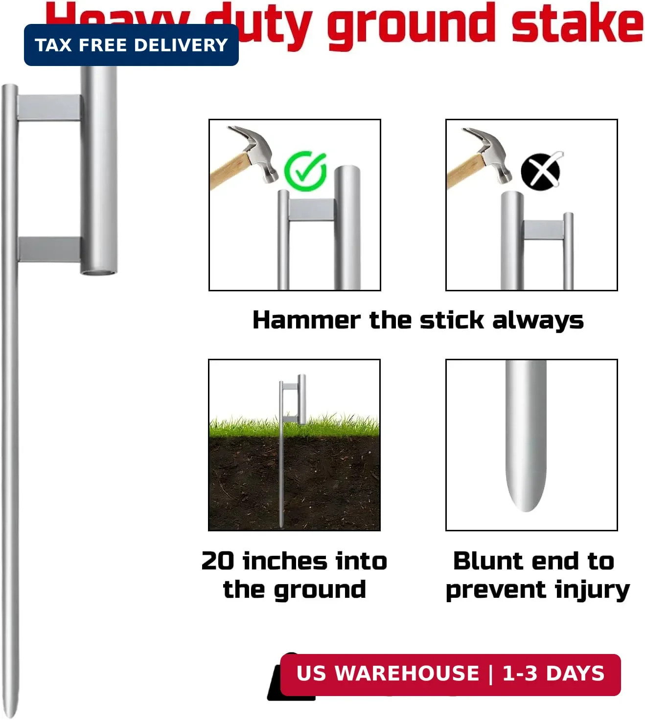 11FT Swooper Flag Pole Kit with Ground Spike, Replacement Feather Flag Pole Hard