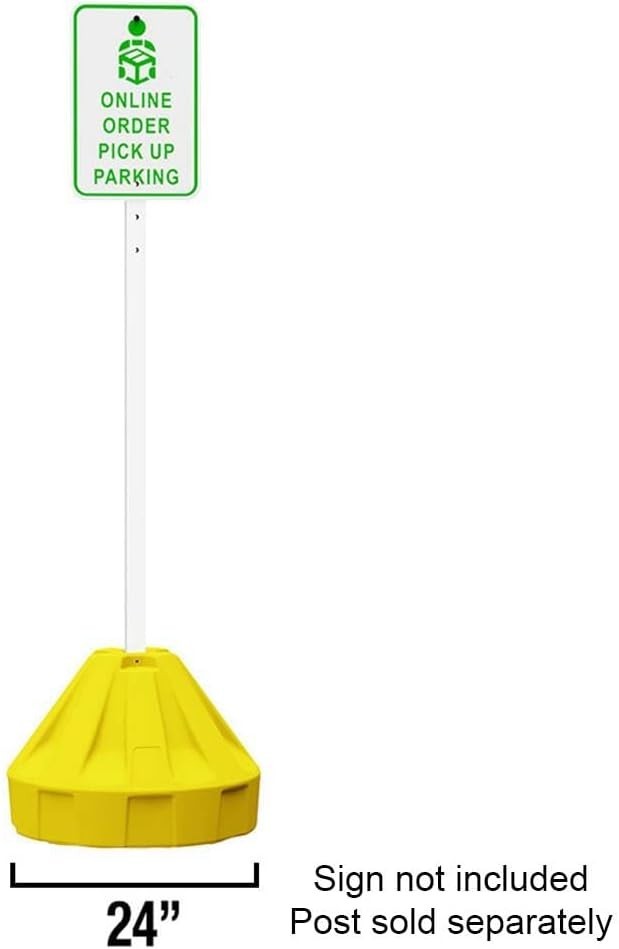 Roll-A-Post Portable Sign Post Base for 24&Prime; X 24&Prime; or Smaller Signs Yellow