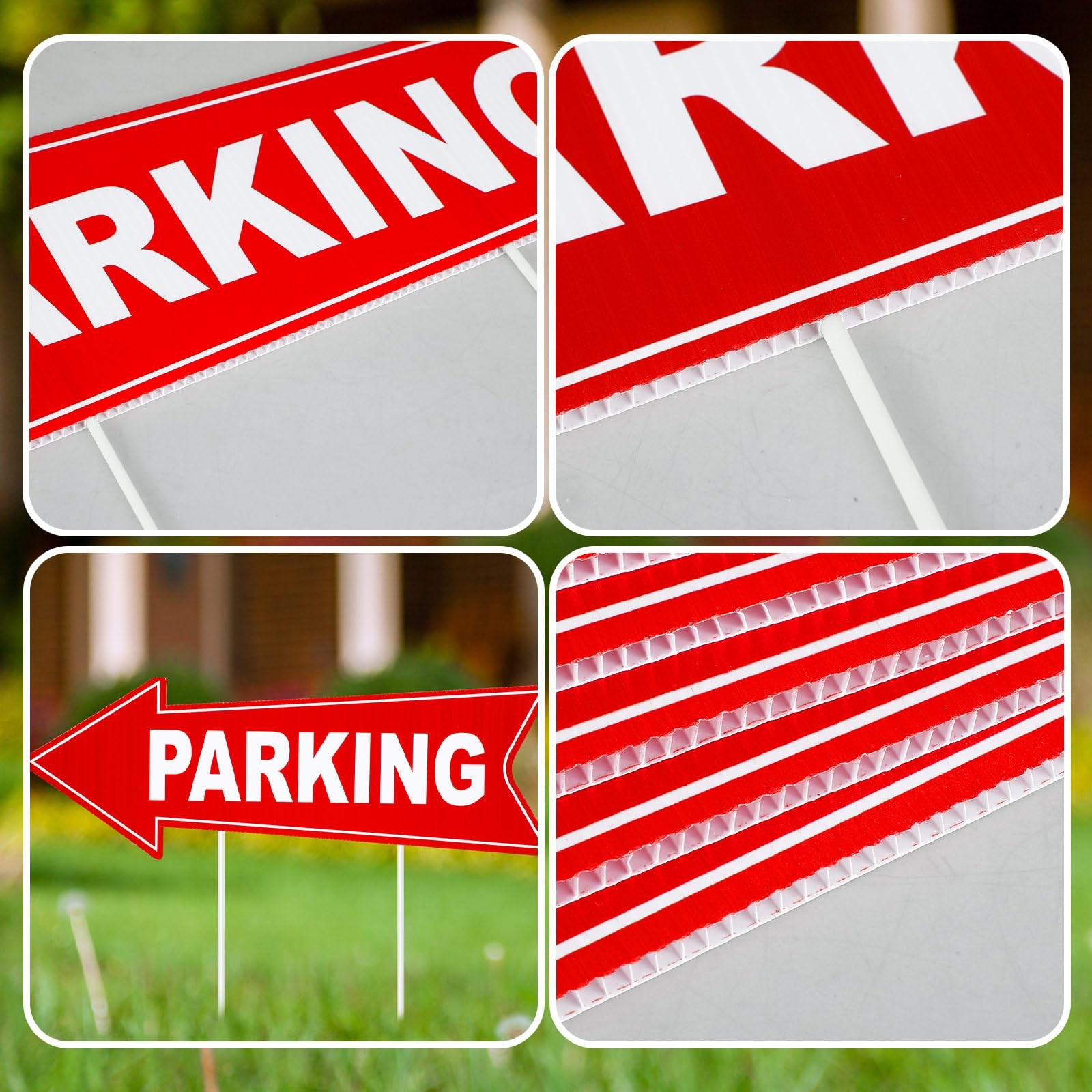 8 PCS Parking Sign Stake 17 x 6 Inch Directional Arrow Corrugated Plastic