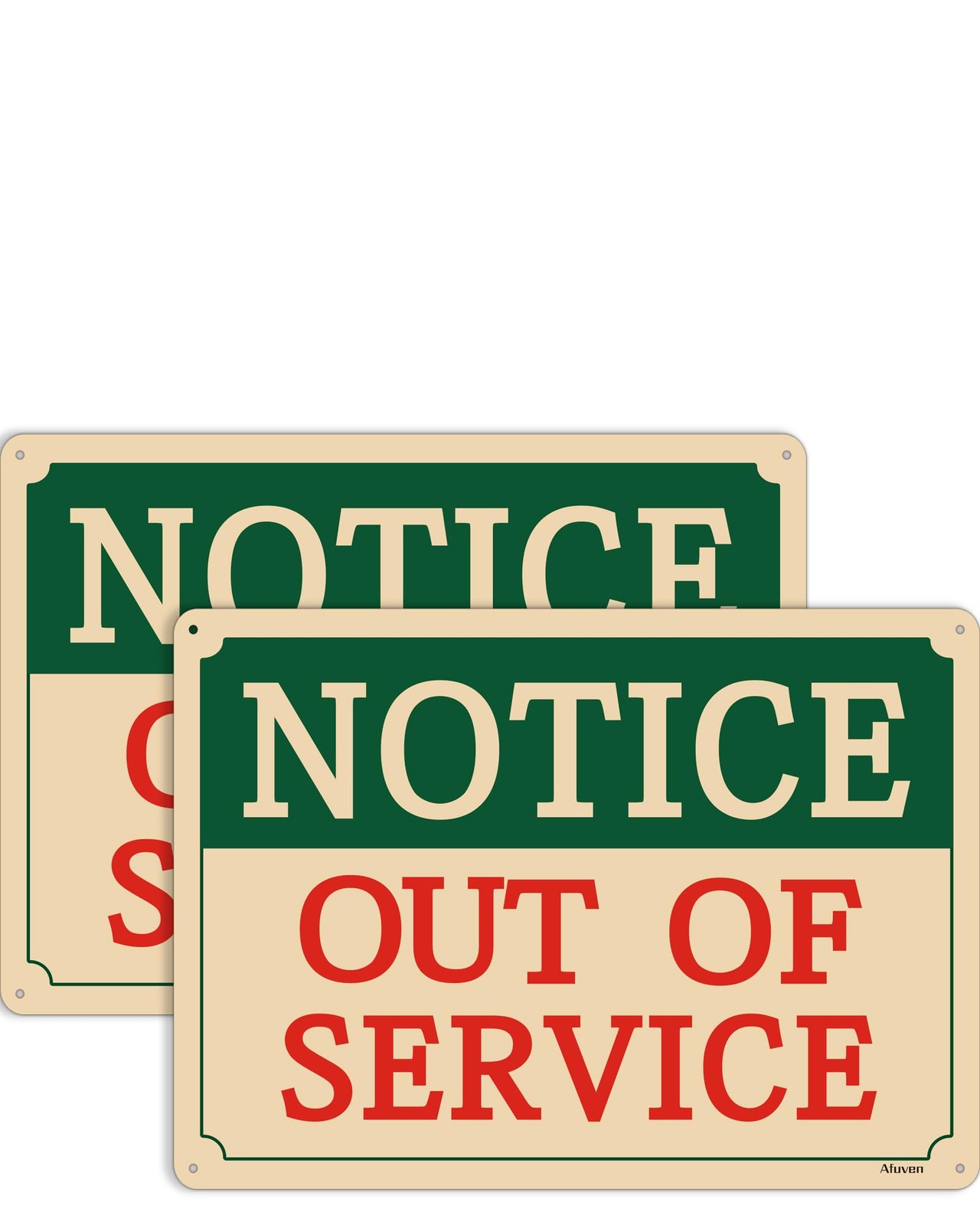 2 PCS Notice Out Of Service Warning Signs Metal Reflective Aluminum 10×7 Inch