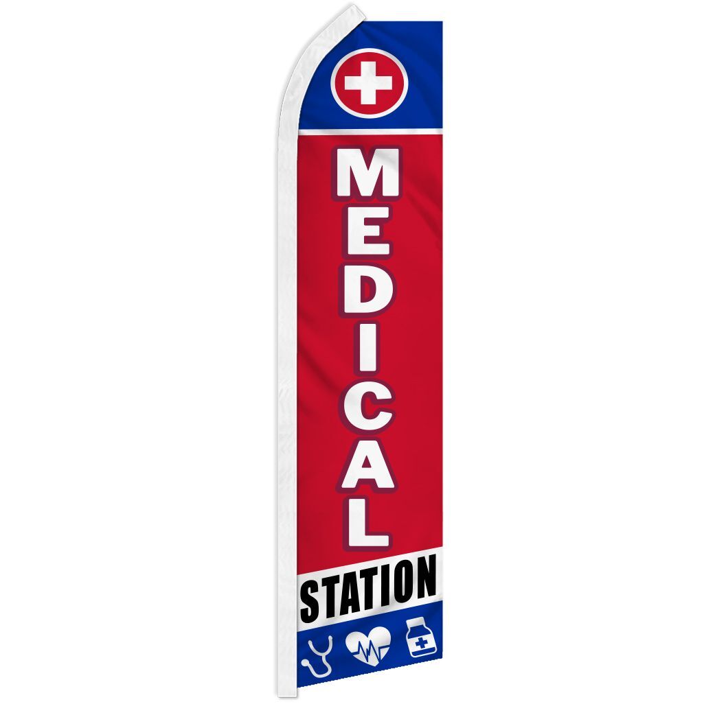 MEDICAL STATION advertising super flag polyester banner sign *POLE NOT INCLUDED*