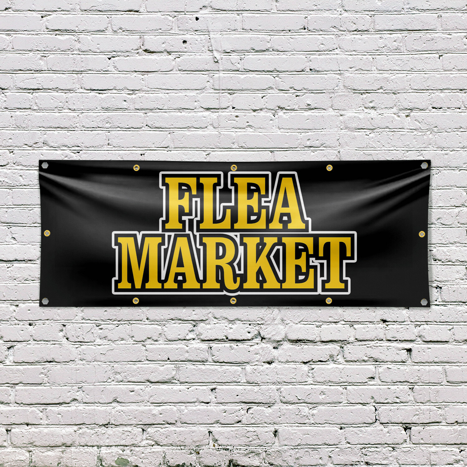 Flea Market 13 oz Vinyl Banner Sign with Metal Grommets Heavy-Duty Single-Sided