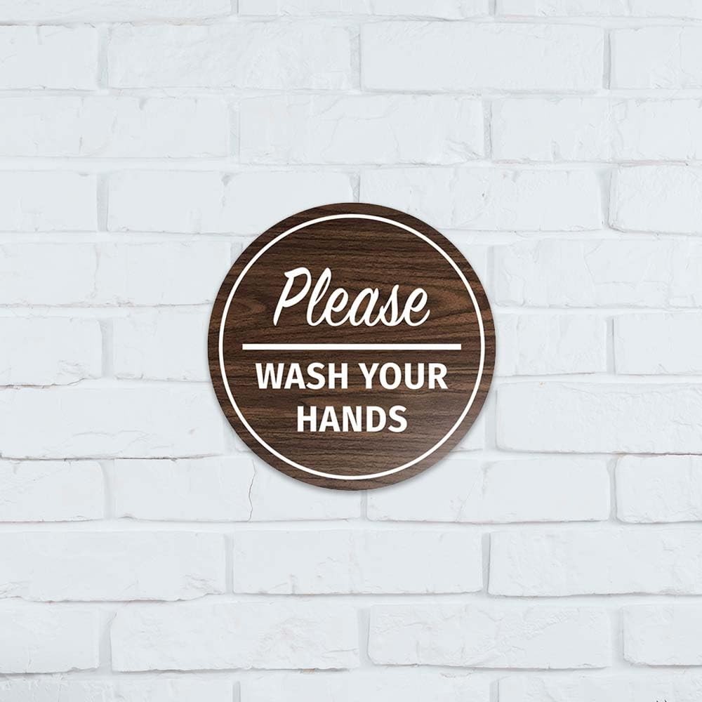 Circle Please Wash Your Hands Sign (Black) – Small 1 Pack