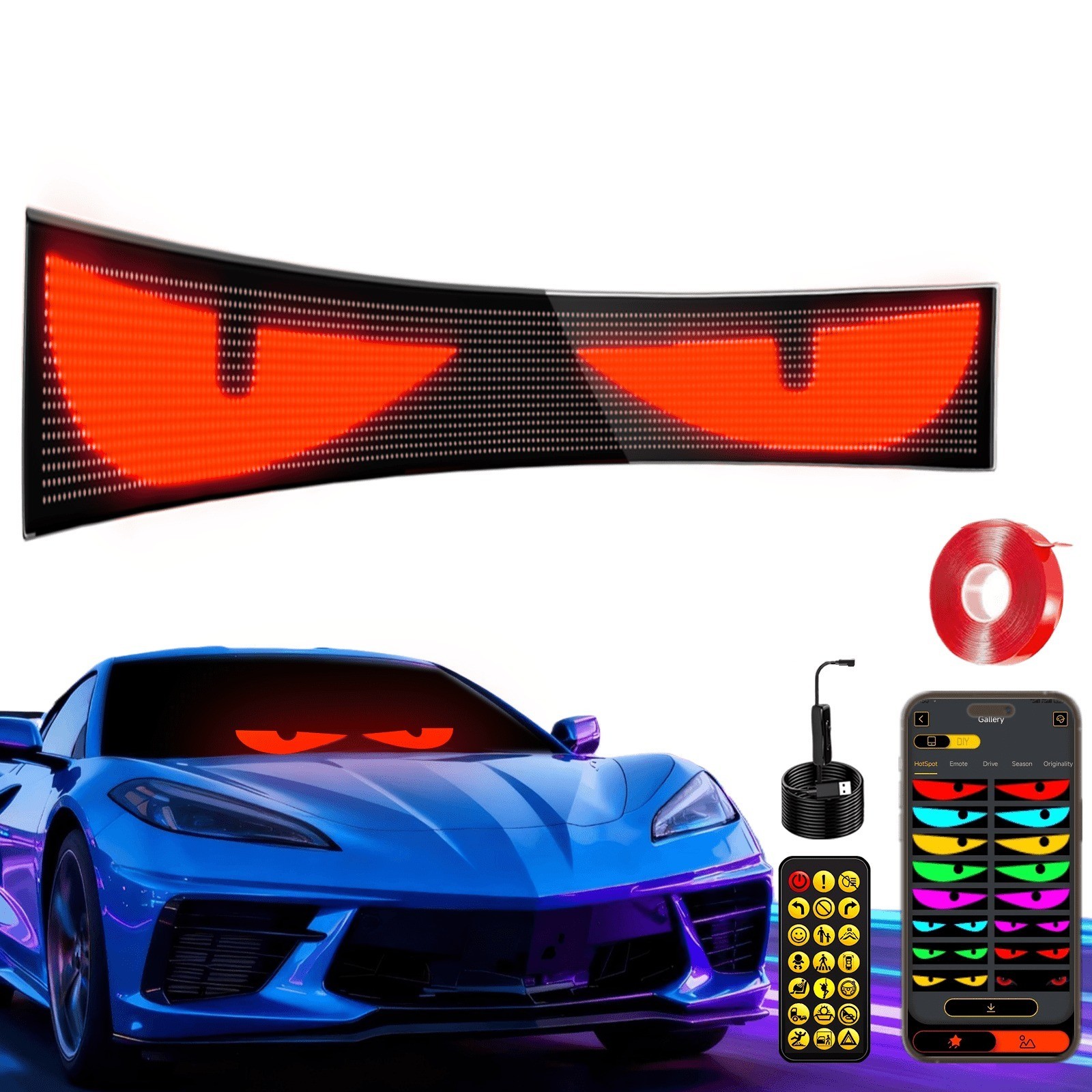Programmable LED Car Sign Bluetooth APP Control Scrolling Display For Car Decor