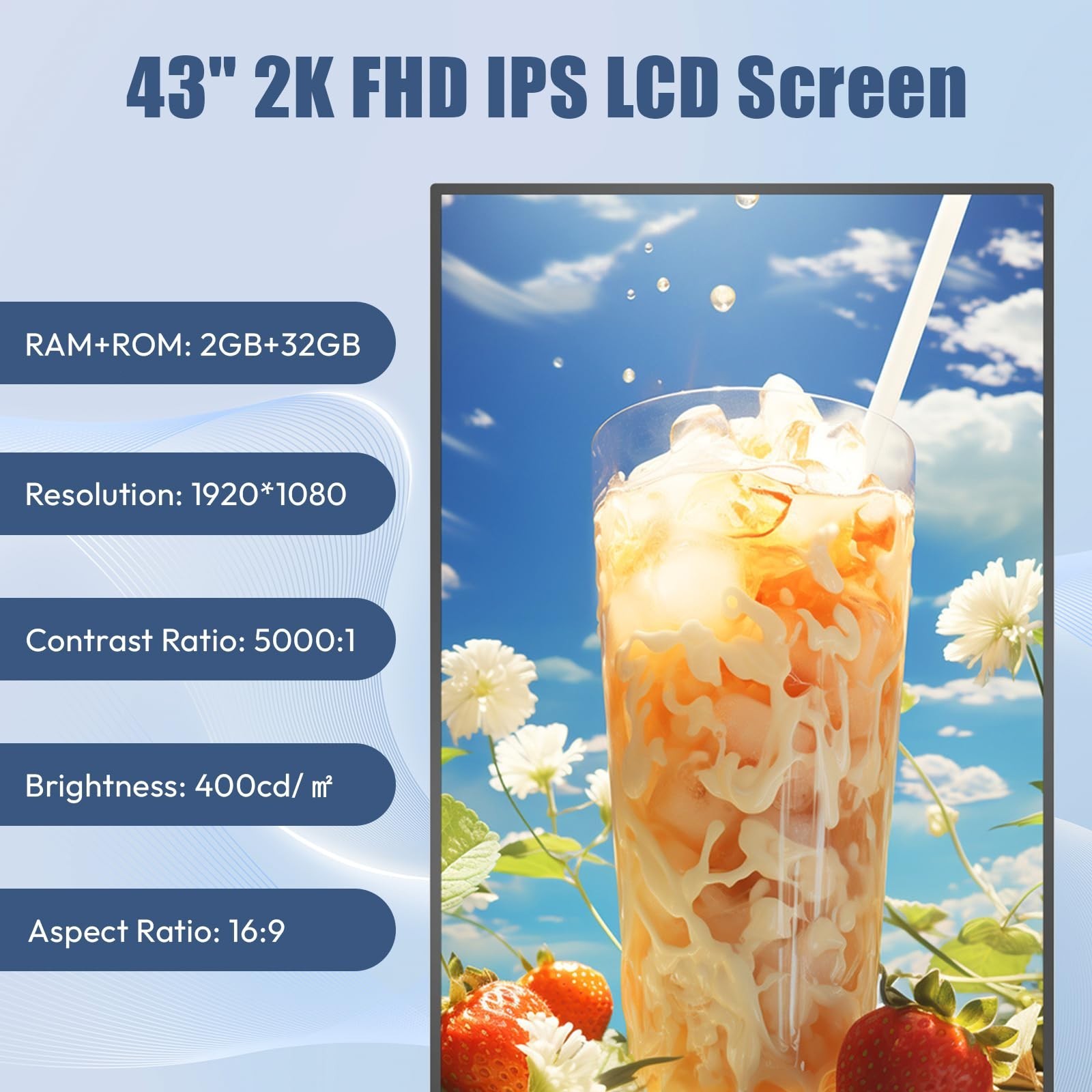 43 Inch Mobile Digital Signage Display Kiosk with Flight Case Portable Digital