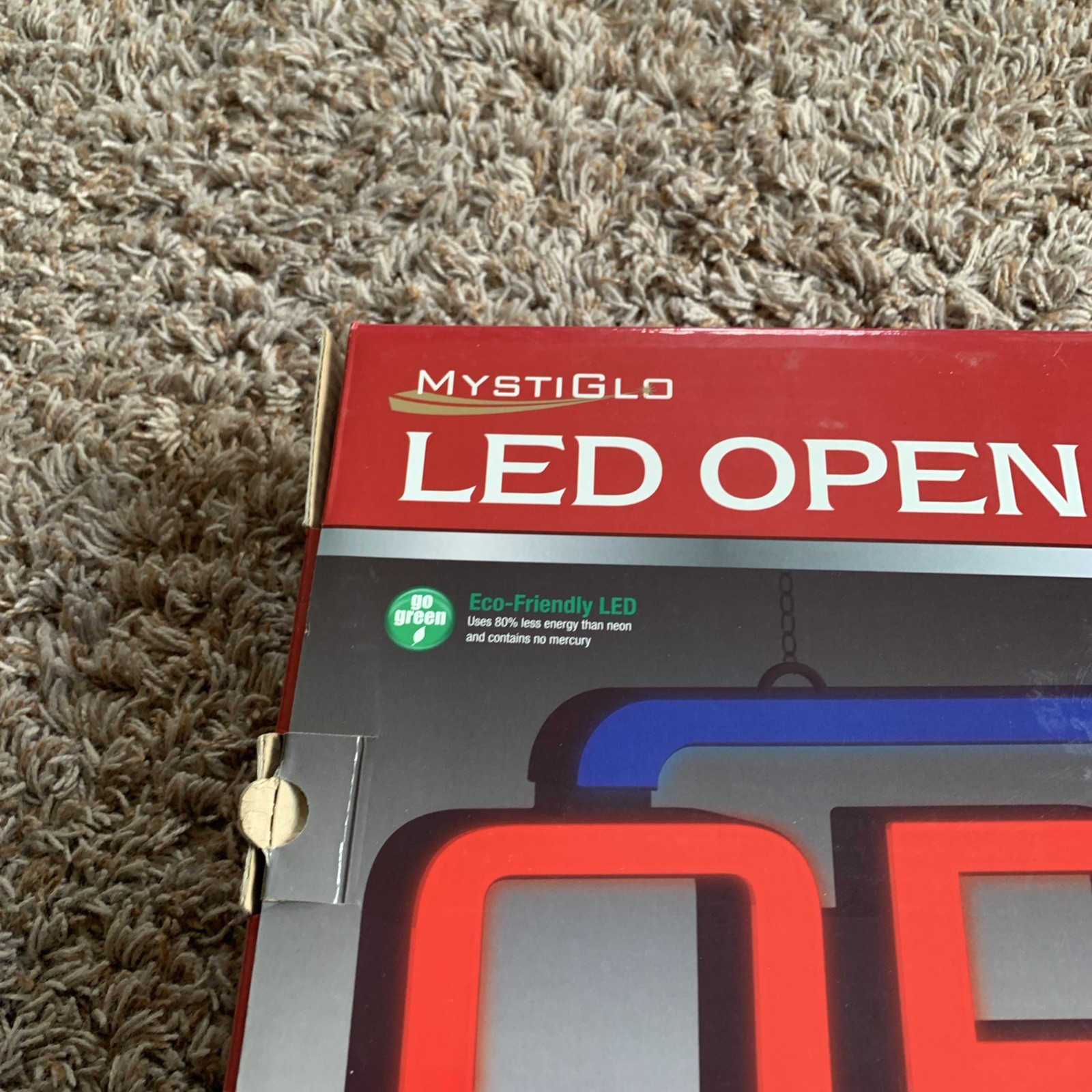 Mystiglo AC-01-RC LED OPEN Sign Red/Blue 22W X 7.5H X 2D Used
