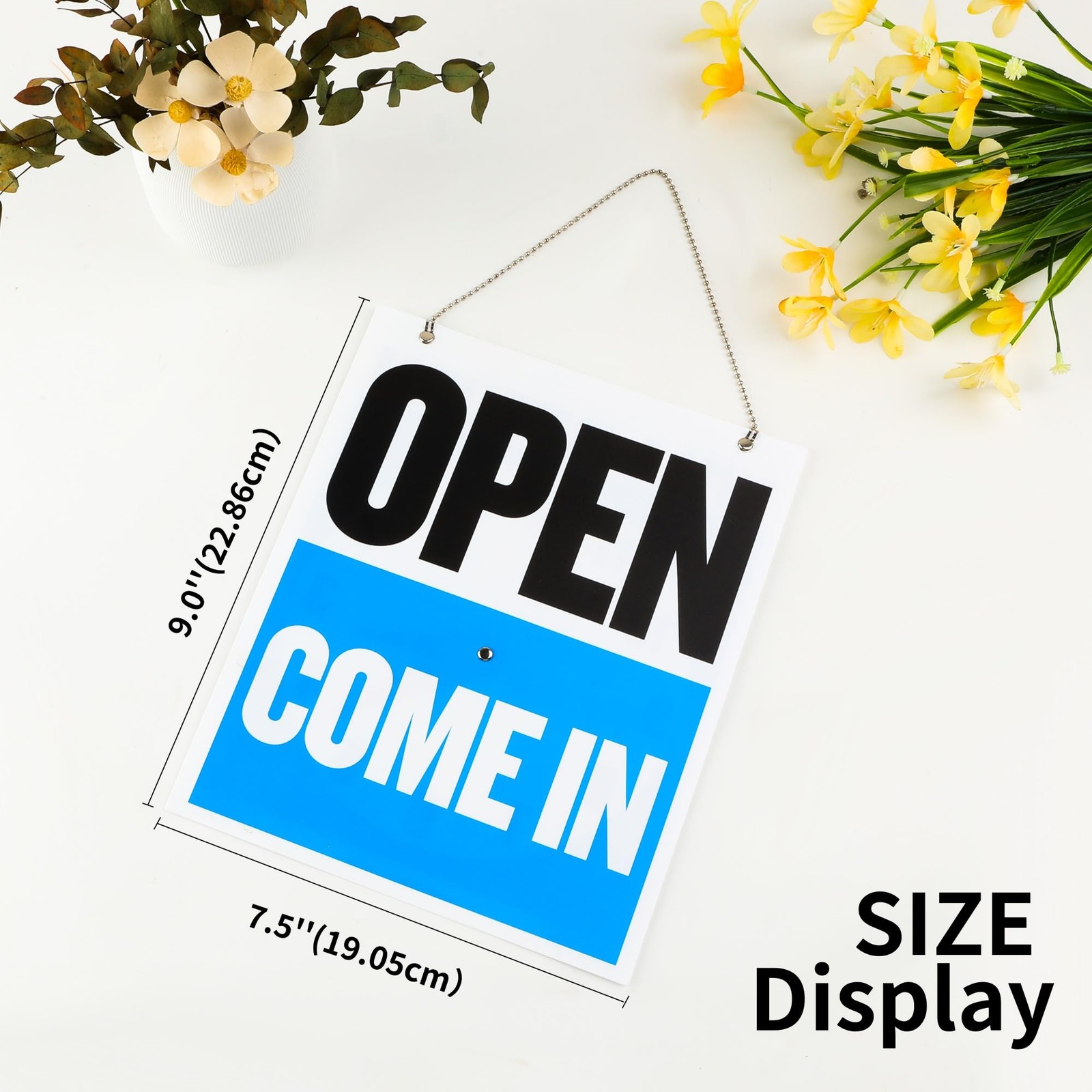 Double Sided Closed/Open Clock Sign with Movable Clock Hands for Hotel Store