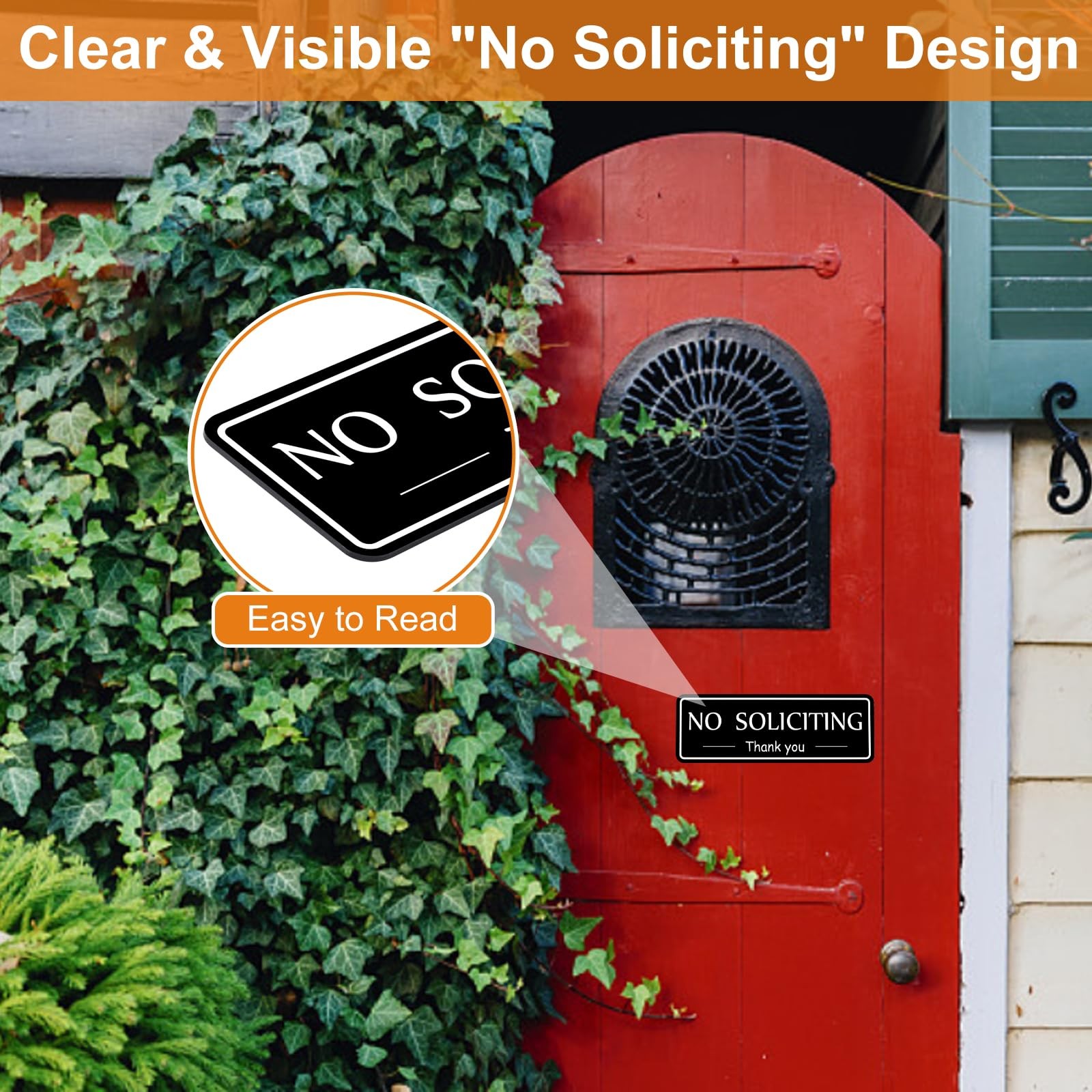 2 Pack No Soliciting Sign for House, Strong Self-Adhesive No Solicitation Sig…