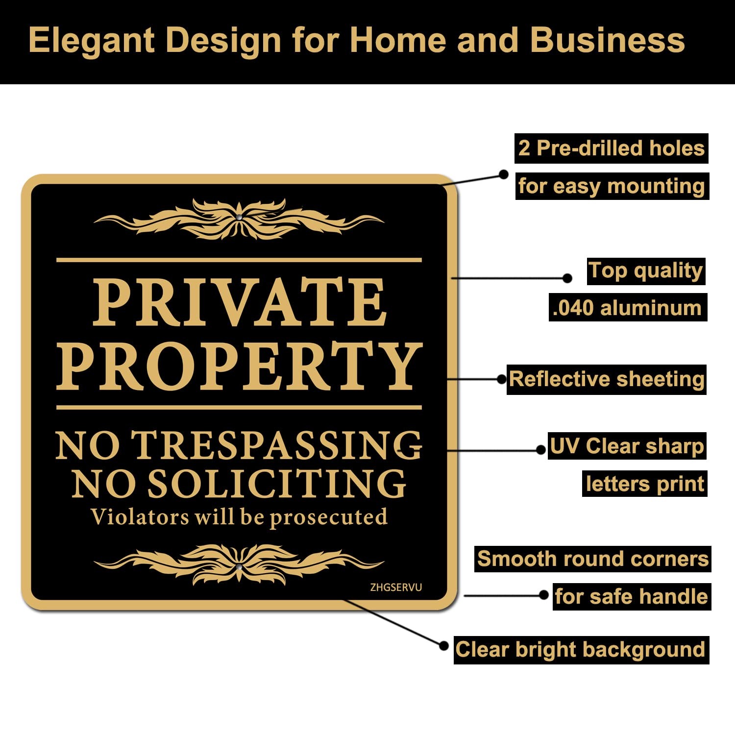 2Pack 12×12 Inch Private Property Sign No Soliciting No Loitering No Trespassing