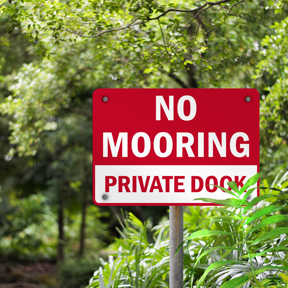 Aluminum Horizontal Metal Sign No Mooring Private Dock Activity Park Marina