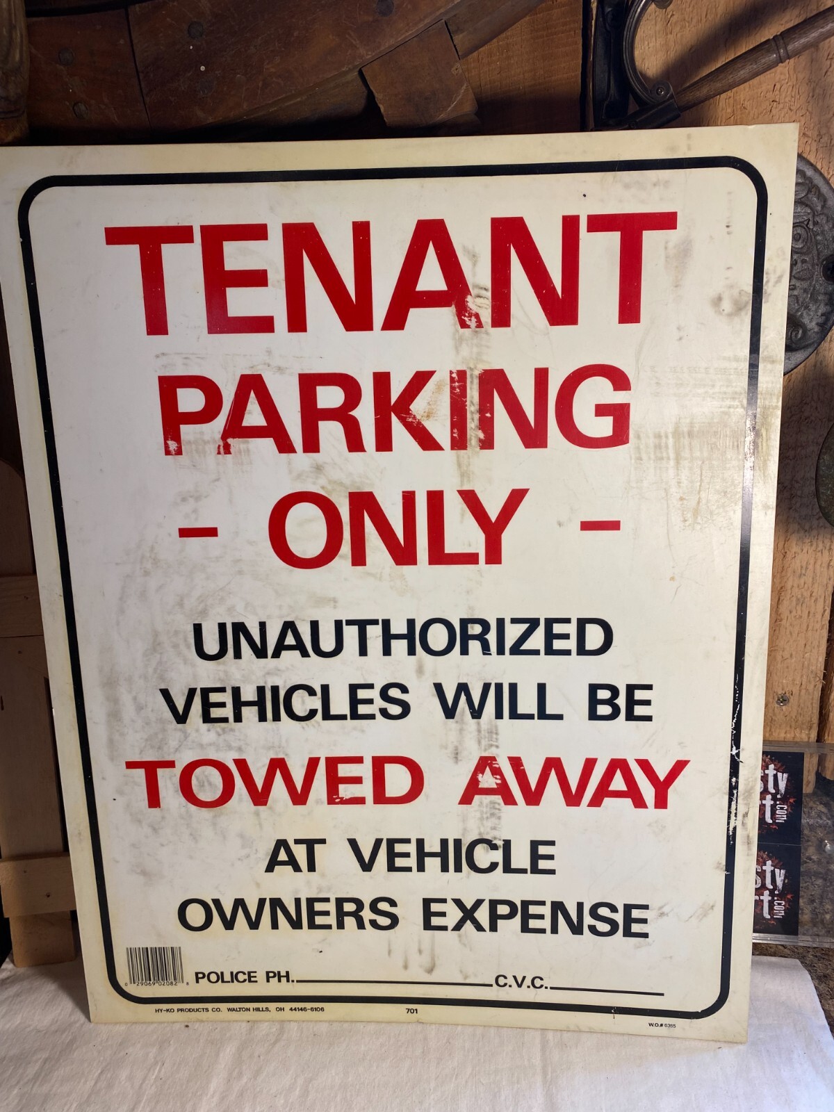 Hy-Ko Products #701 Tenant Parking Only Plastic Parking Lot Sign 19×15