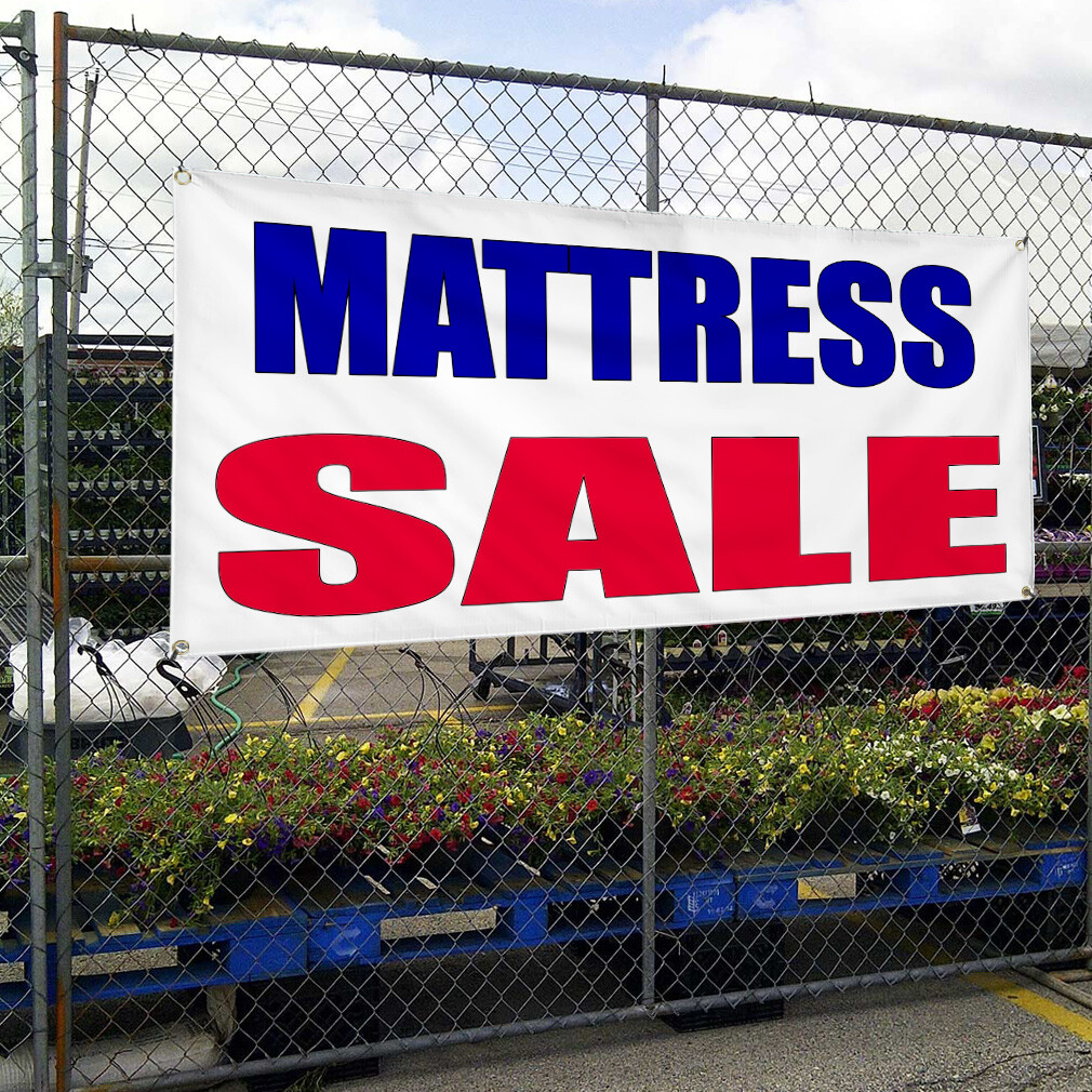 Vinyl Banner Multiple Sizes Mattress Sale Blue Red Promotion Business Business
