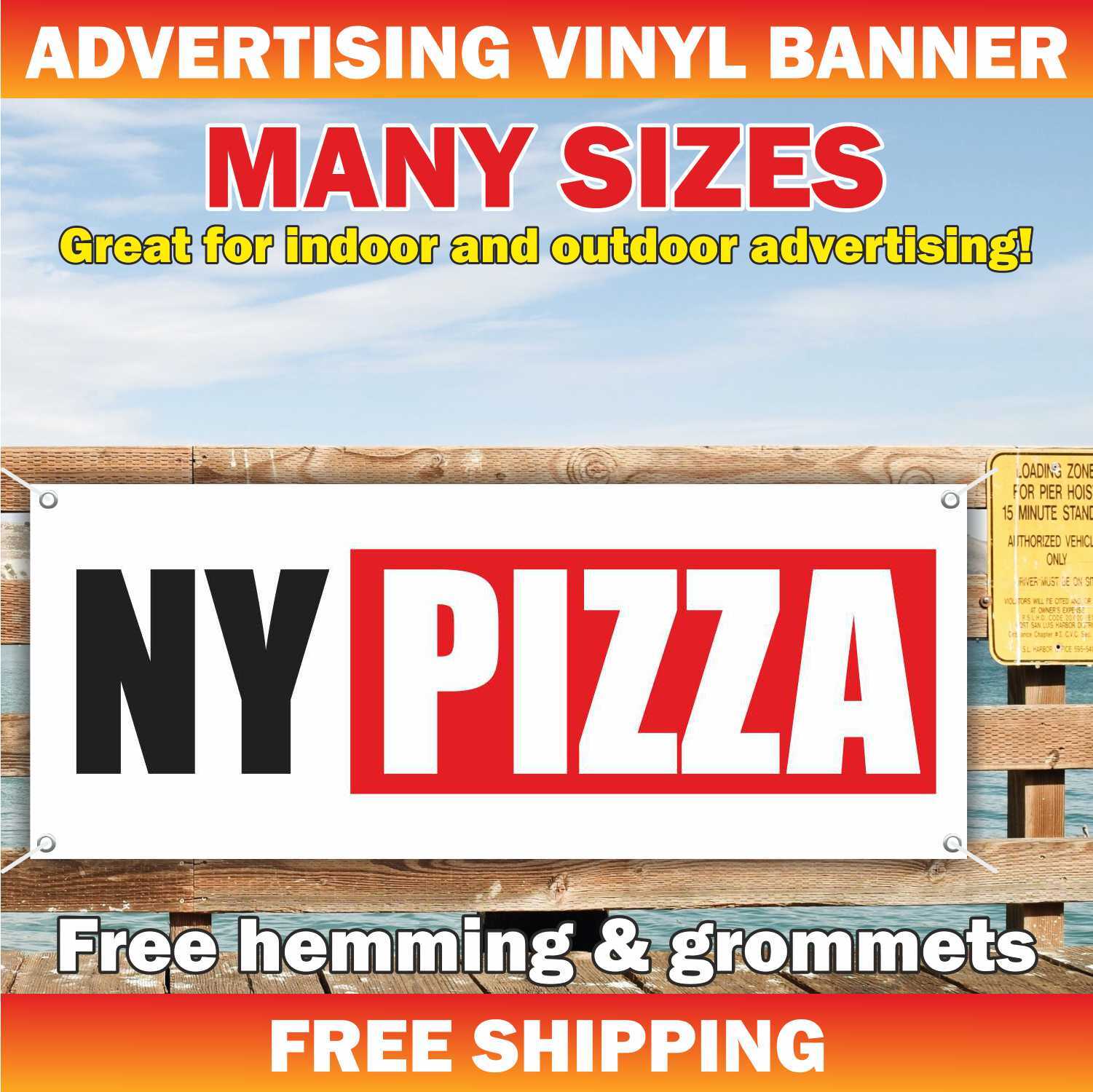 NEW YORK STYLE PIZZA Advertising Banner Vinyl Mesh Sign Food Bar Buffet Sub NY