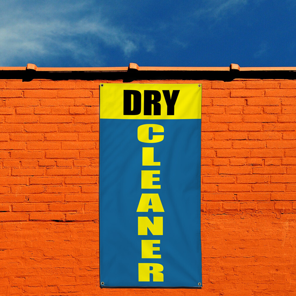 Vertical Vinyl Banner Multiple Sizes Dry Cleaner Promotion Business F Business