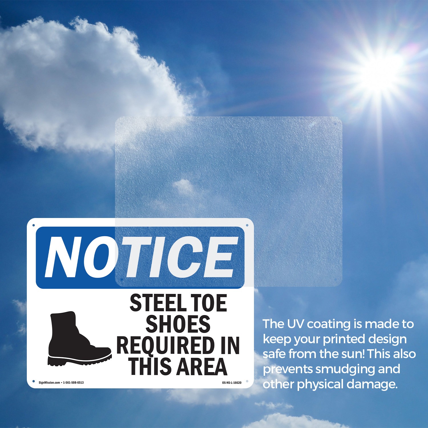 Steel Toe Shoes Required Area OSHA Notice Sign Metal Plastic, Decal 5 or 10 Pack