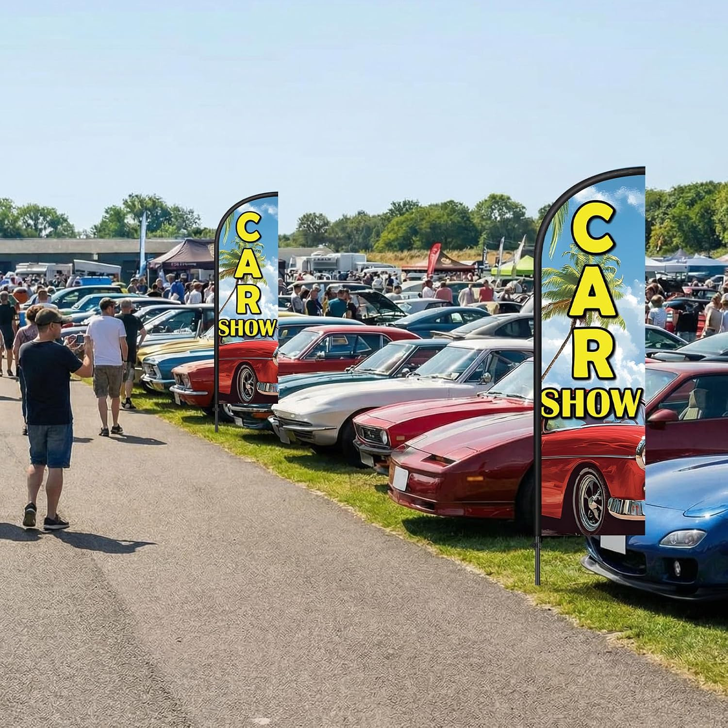 2 Pack Car Show Feather Flag 7 Ft Advertising Swooper Flag Sign Windless Car Sho