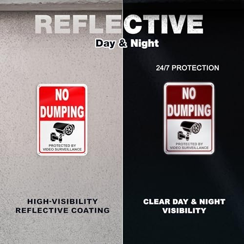 No Dumping Signs 2 Pack 7×10 Reflective Aluminum, No Littering Pre-Drilled for F