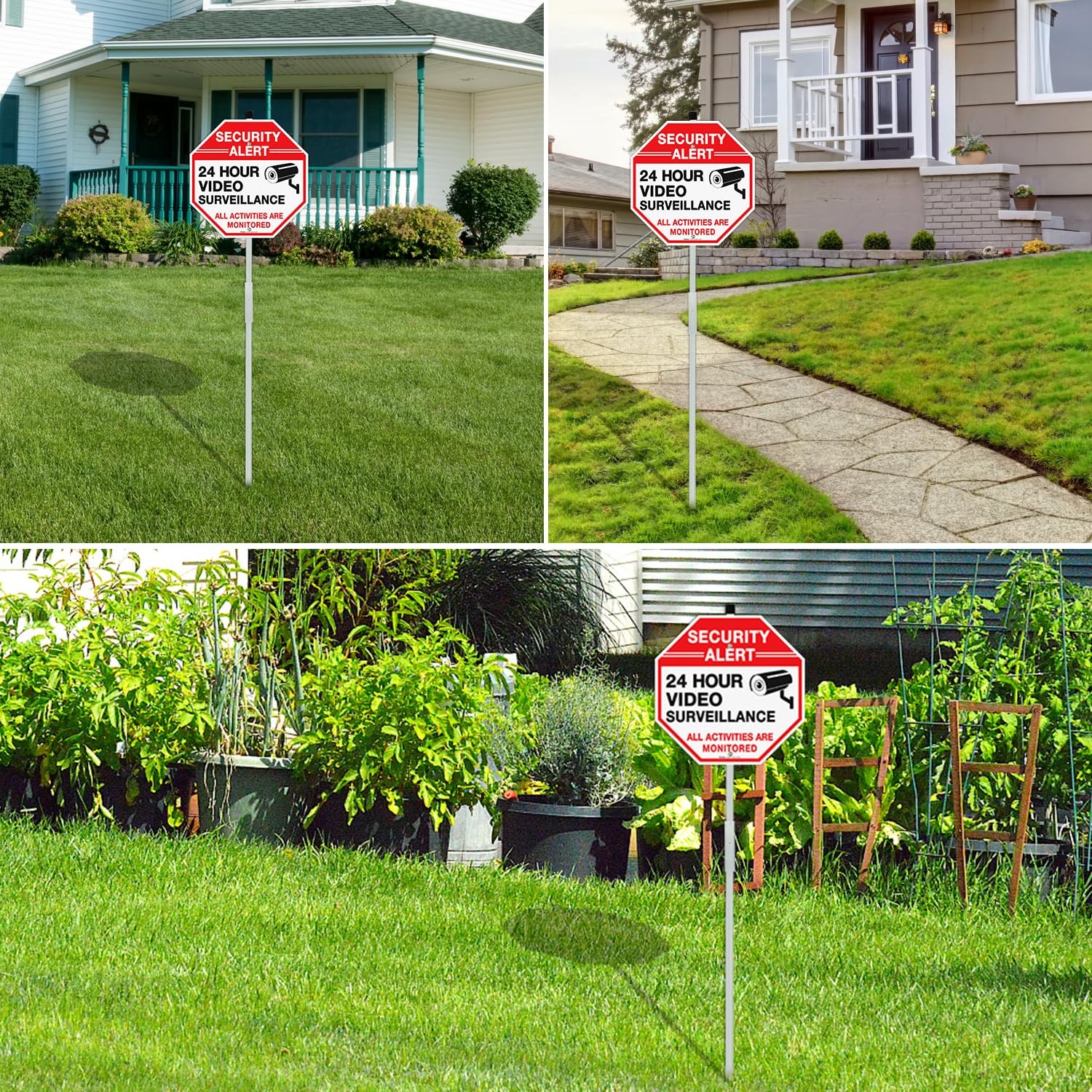 2-Pack 12×12 Video Surveillance Security Sign, 36 Stake, Reflective Aluminum