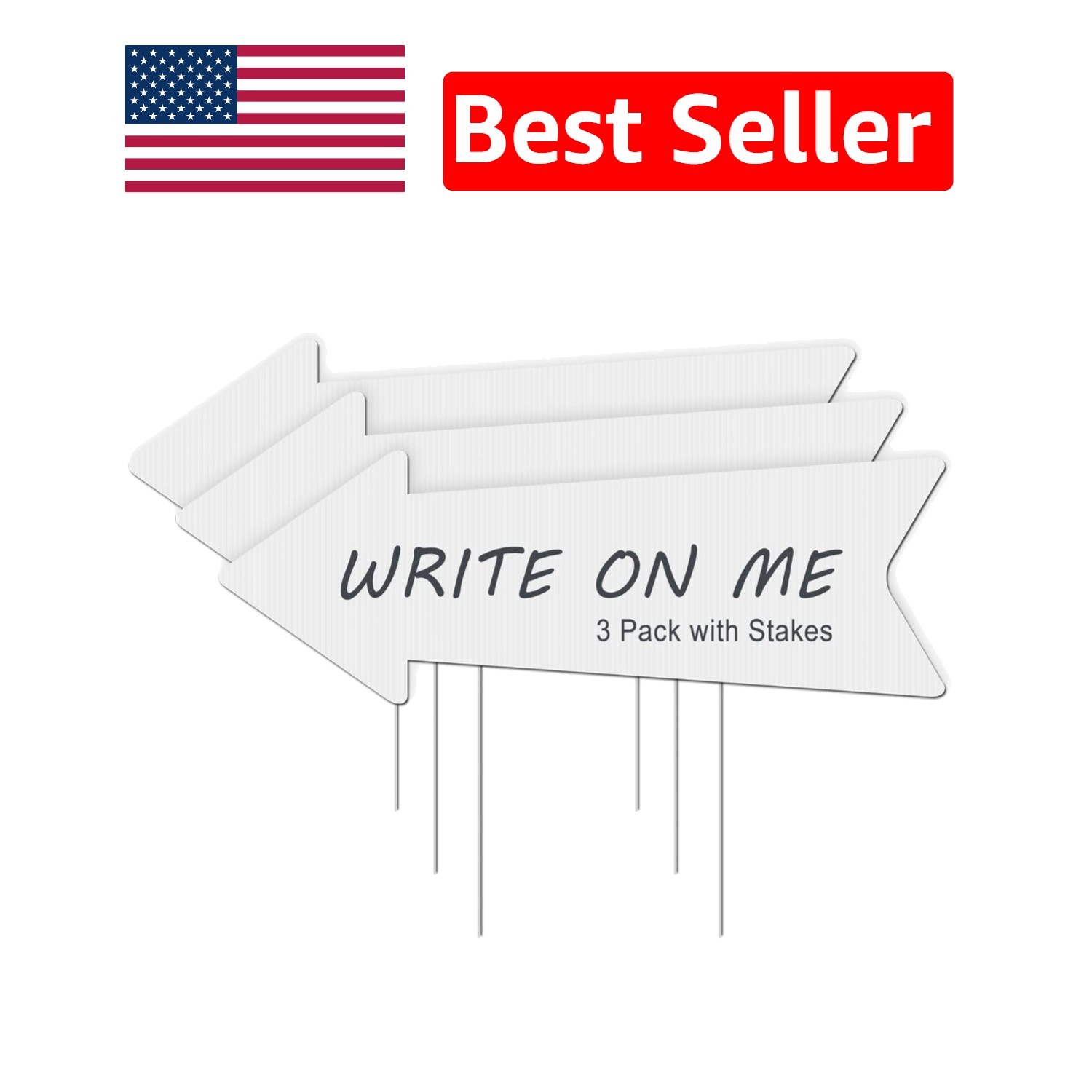 Durable 3-Pack Blank Arrow Signs with Stakes for Weddings & Outdoor Events
