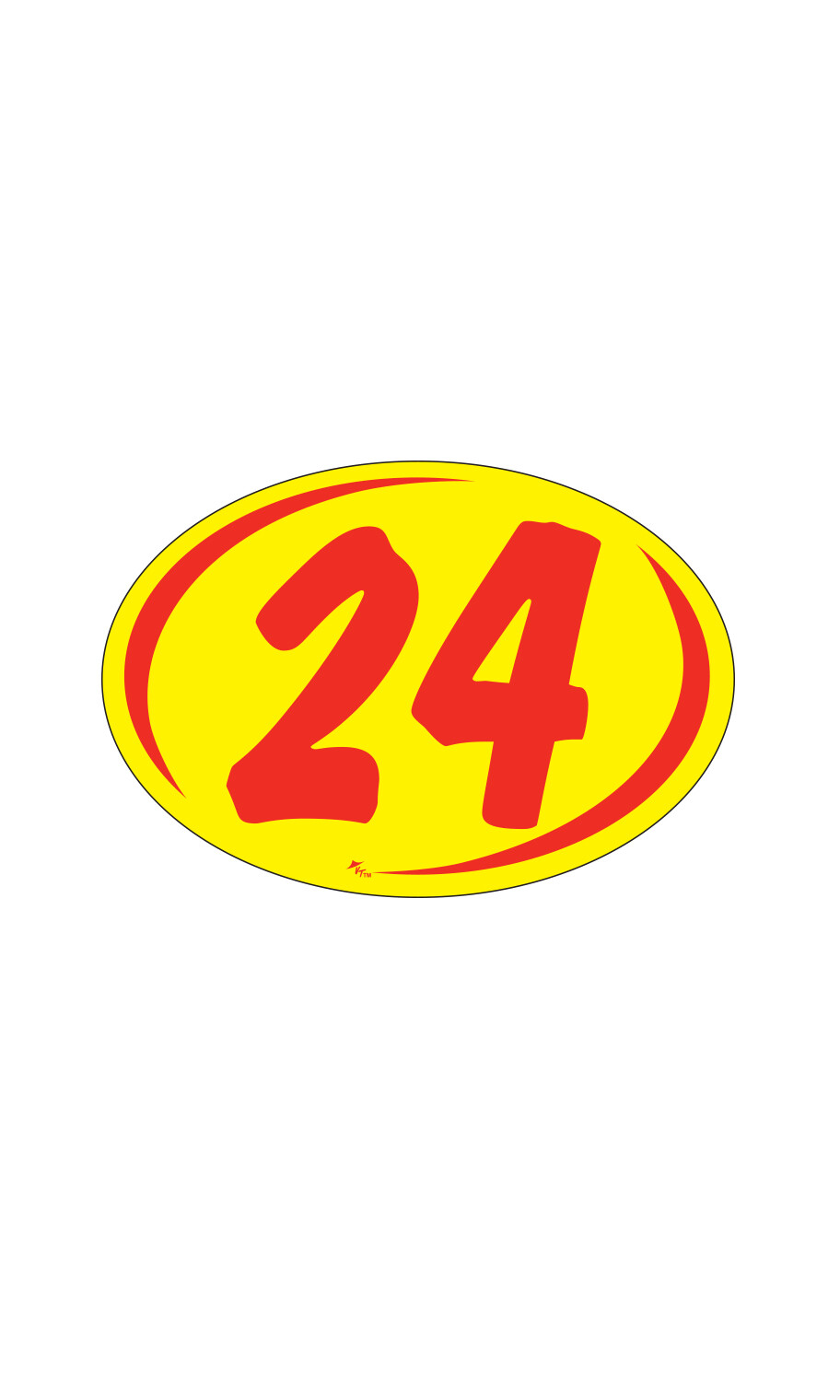 SSWBasics Oval 2-Digit Year Stickers – Red/Yellow – « 24 » – Pack of 12