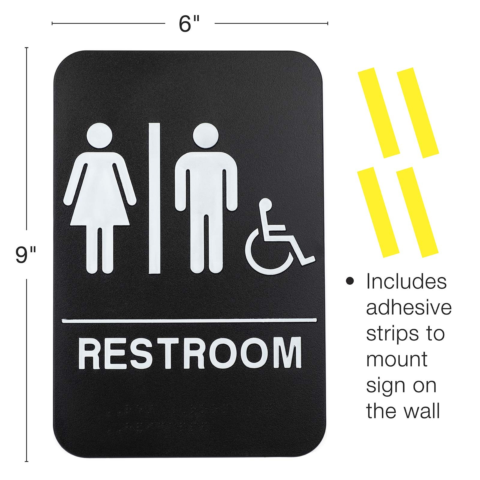Plastic Restroom Sign: Easy to Mount with Braille (ADA Compliant), Great for …