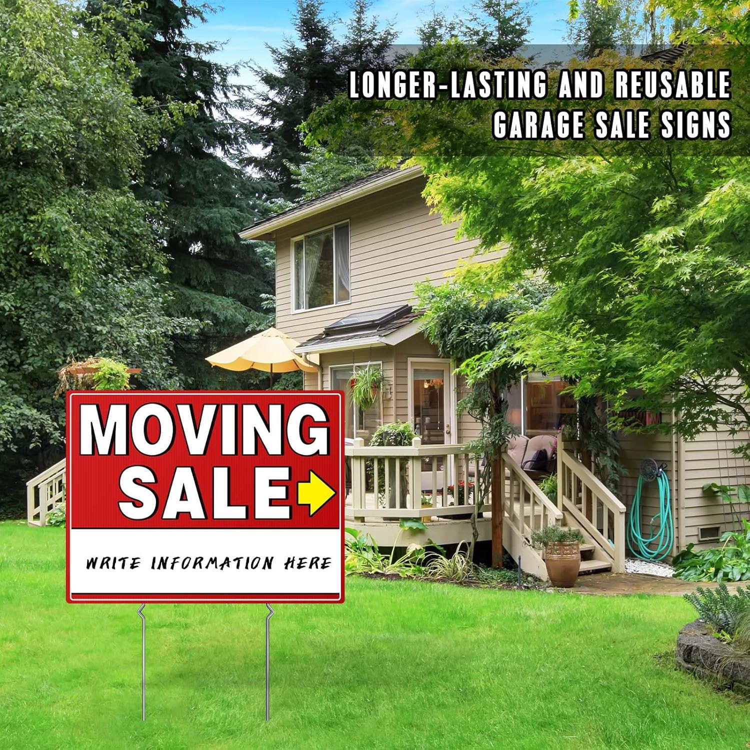 Moving Sale Sign 3 Pack 17&Prime;x13&Prime; Double-Sided Yard Signs with Stakes