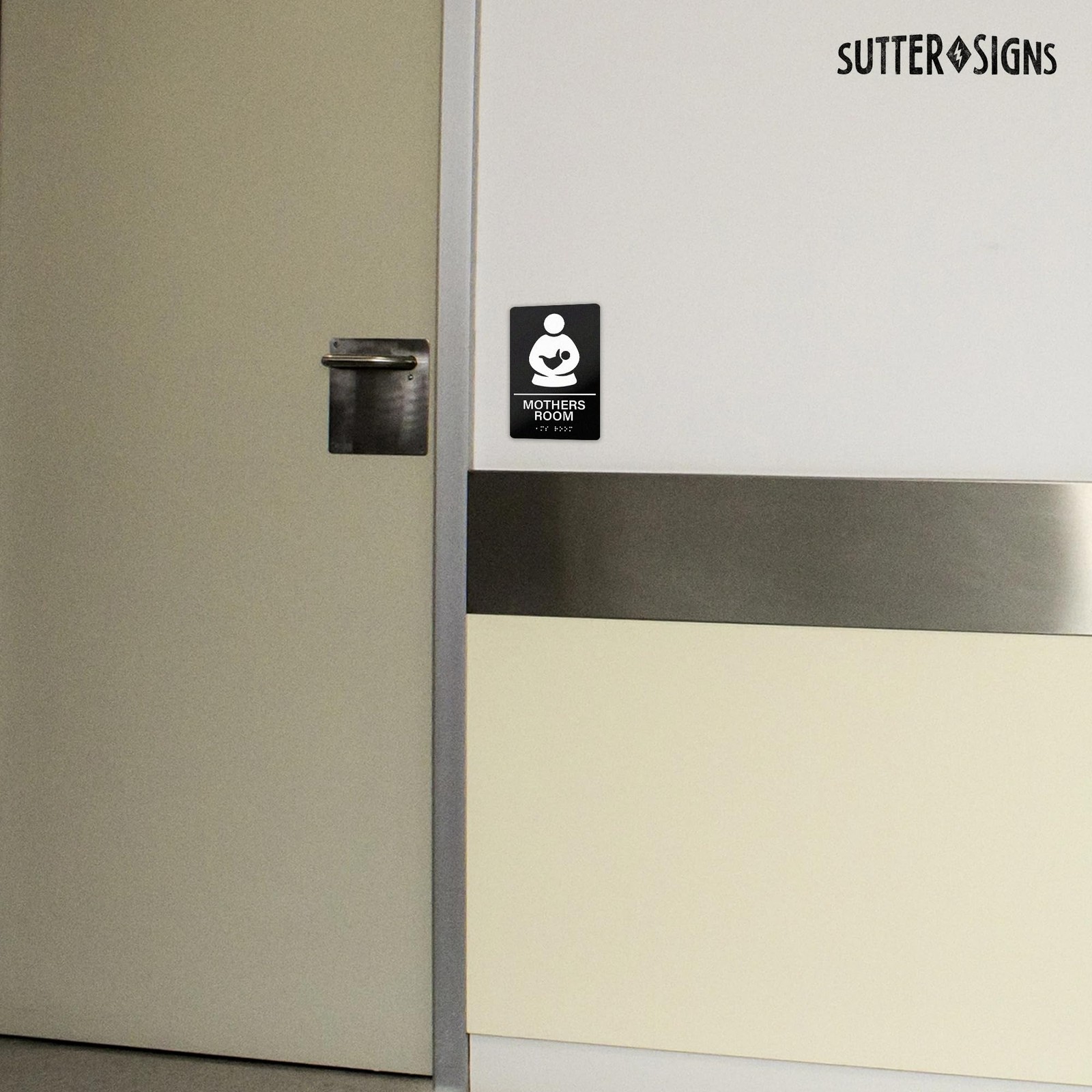 6×9 Inch Black White Mothers Room Sign Braille SelfAdhesive Nursing Lactation