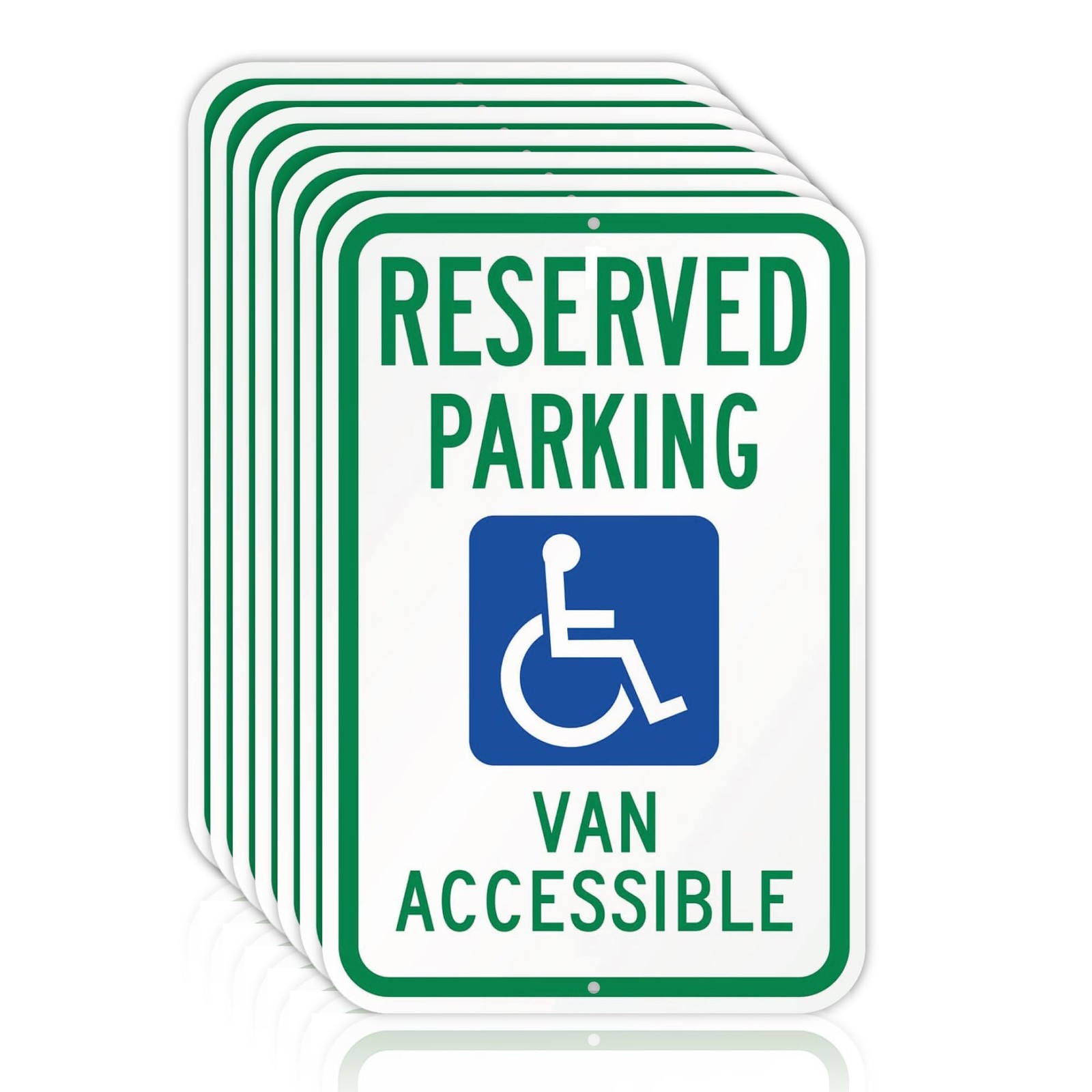 Olanzu 6 Pack Handicap Van Accessible Sign 12 X 17- Aluminum – Engineer Grade