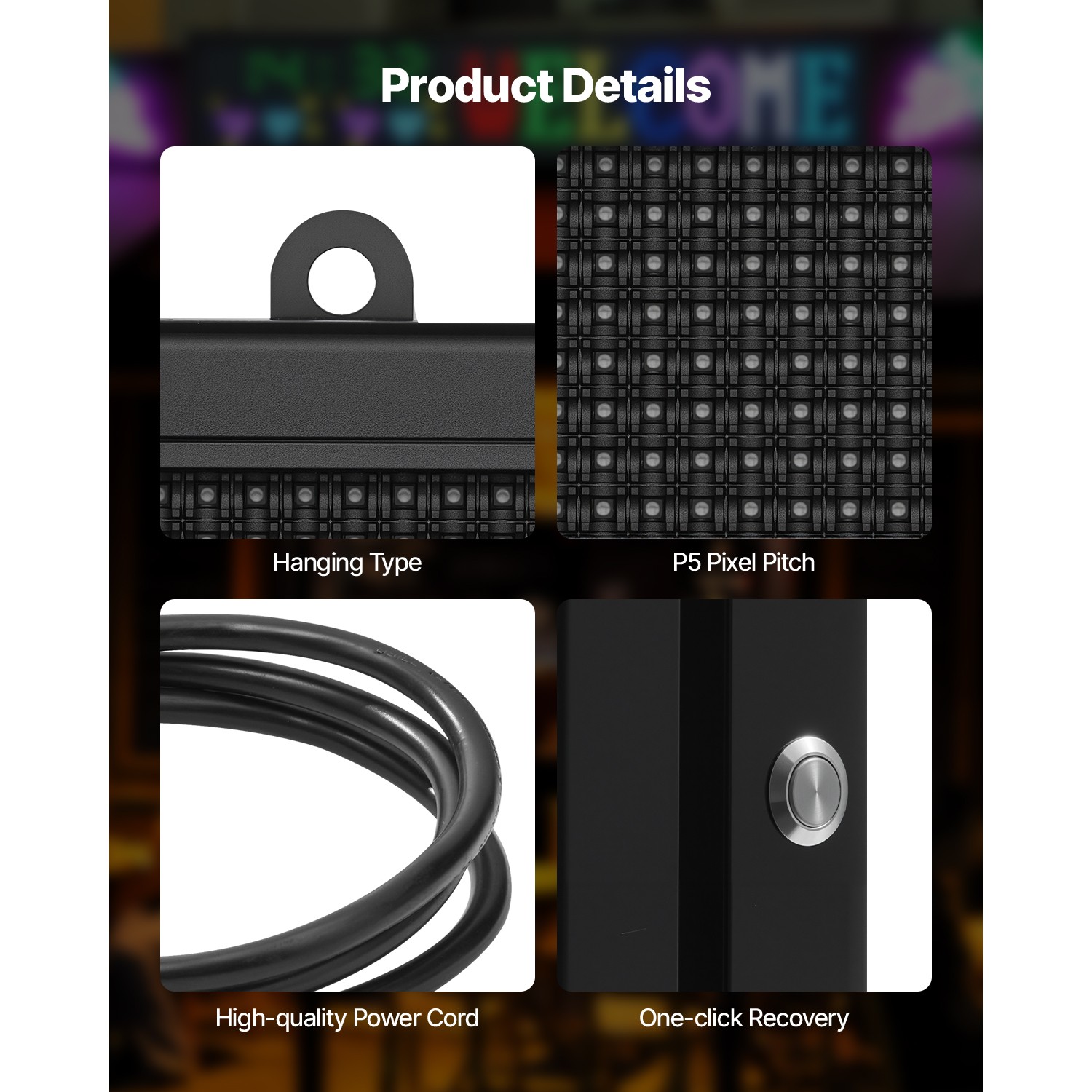 27×14 in Programmable LED Sign Scrolling Digital Display Board P5 Full-color