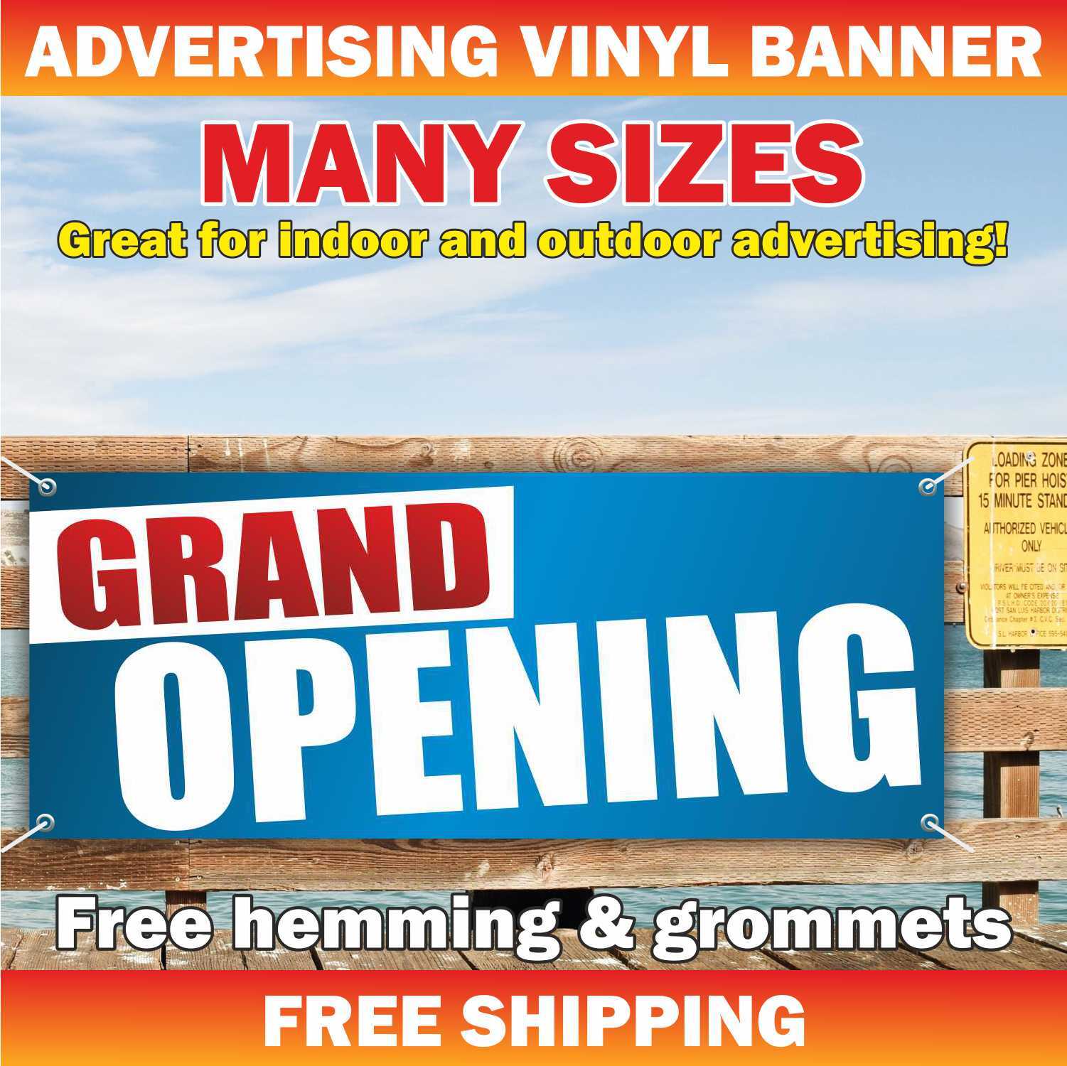 GRAND OPENING Advertising Banner Vinyl Mesh Sign Now Open Welcome Store Shop