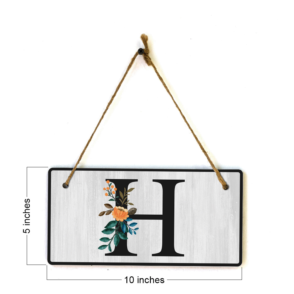 H Flower Decor 5×10 Hanging Wall or Door Sign | Alphabet Letter Room Decoration