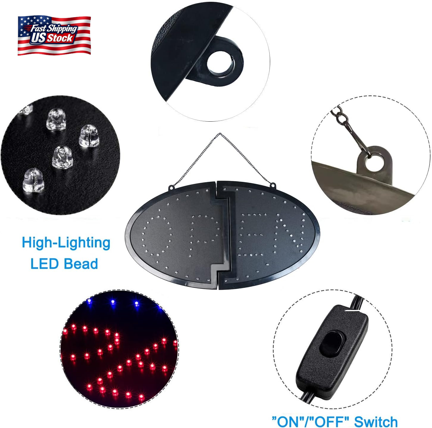 KEBE LED Open Sign, 19&Prime;X10&Prime; Bright High Visibility Advertisement Board Electric