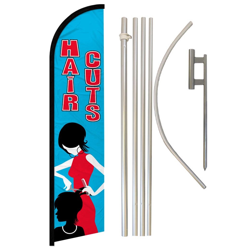 Hair & Beauty Services Full Curve Windless Swooper Flag & Pole Kit Spa
