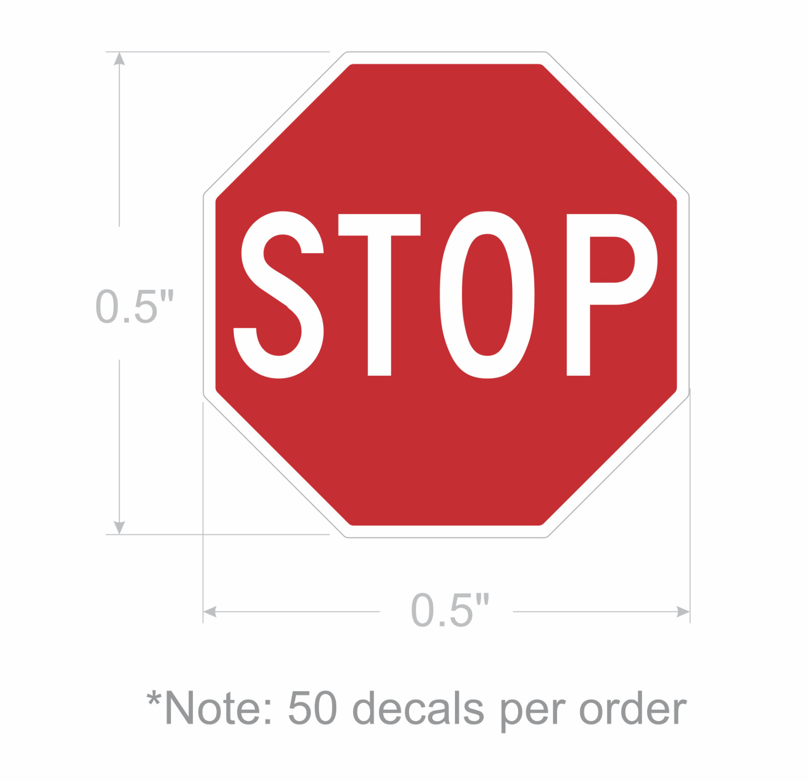 Stop Sign Stickers | 50 decals | 0.5&Prime; octagon shape | outdoor durable