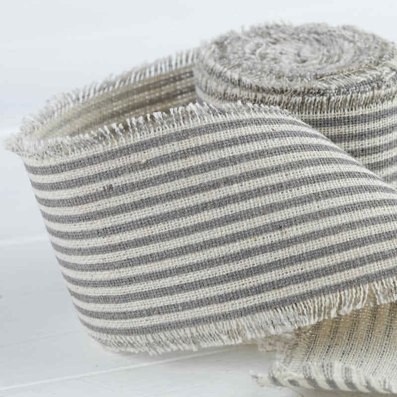 Harvest Import Inc. 10 Yards of 2 Inch Wide Charcoal and Off-White Striped
