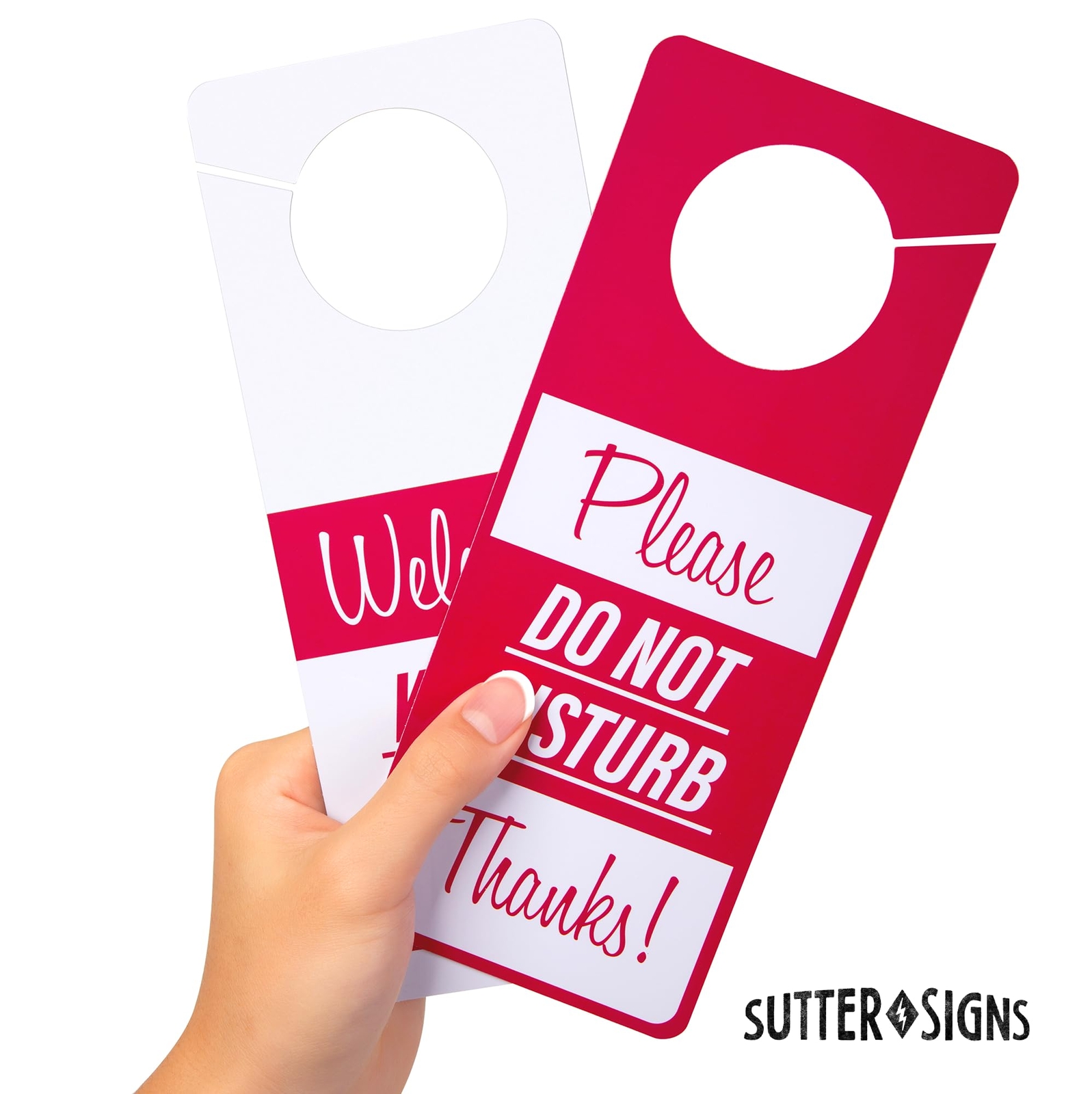 Do Not Disturb Door Hanger 2-Pack Meeting Progress 9.5×3.8&Prime; Red White