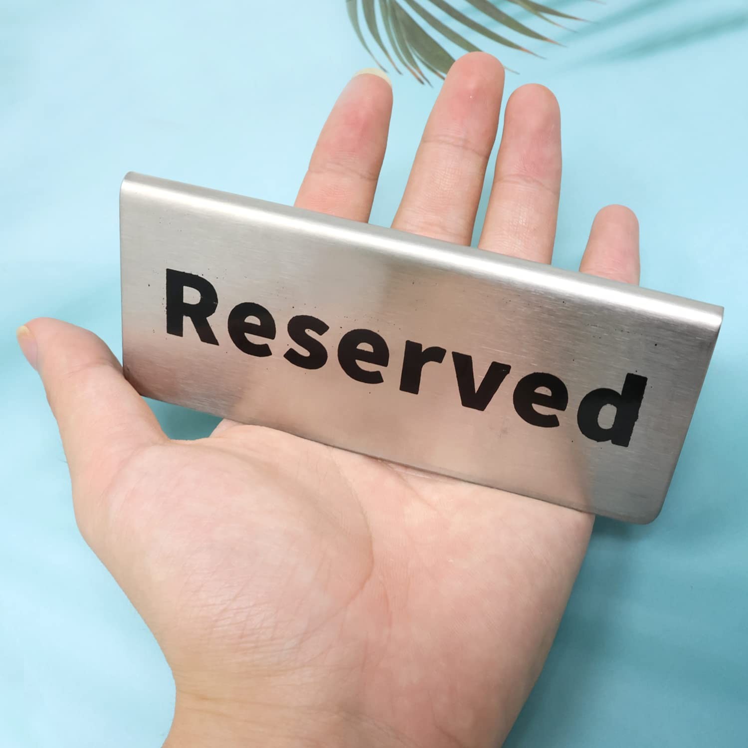 2PCS Double Side Reserved Table Signs Tent Stainless Steel Desk Logo Indicato…