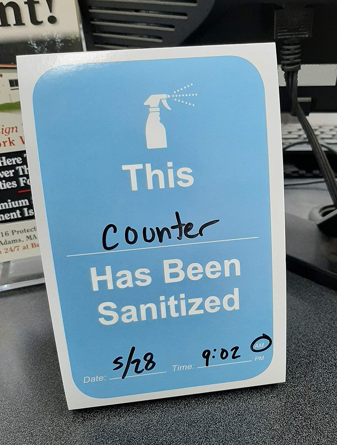 « This Has Been Sanitized » Table Tent w/ Dry Erase Reusable Surface- 25 pack