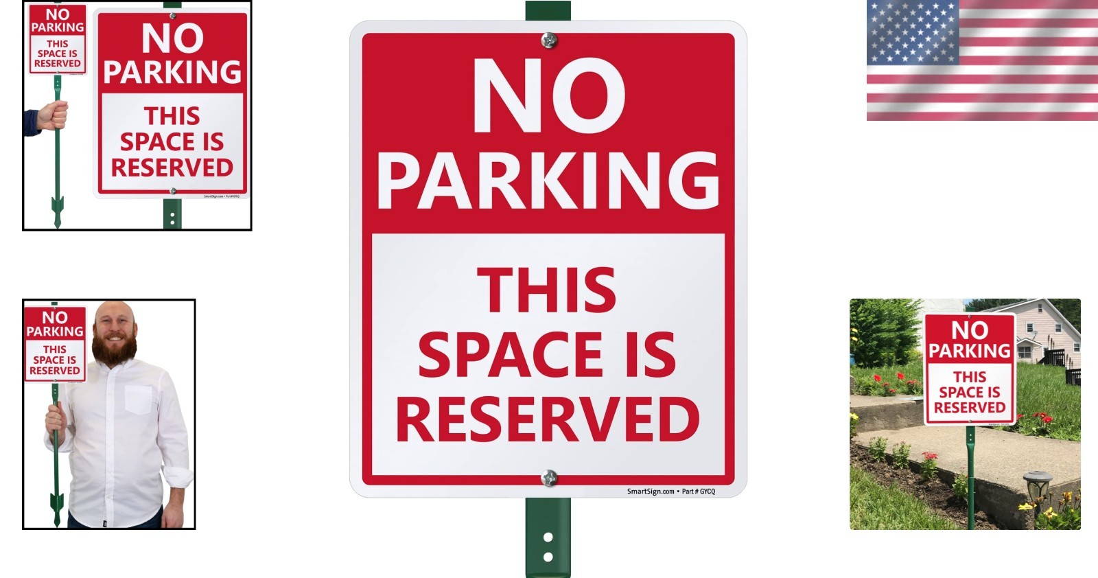 Professional Quality No Parking Sign with 3ft Stake, UV Protected Aluminum